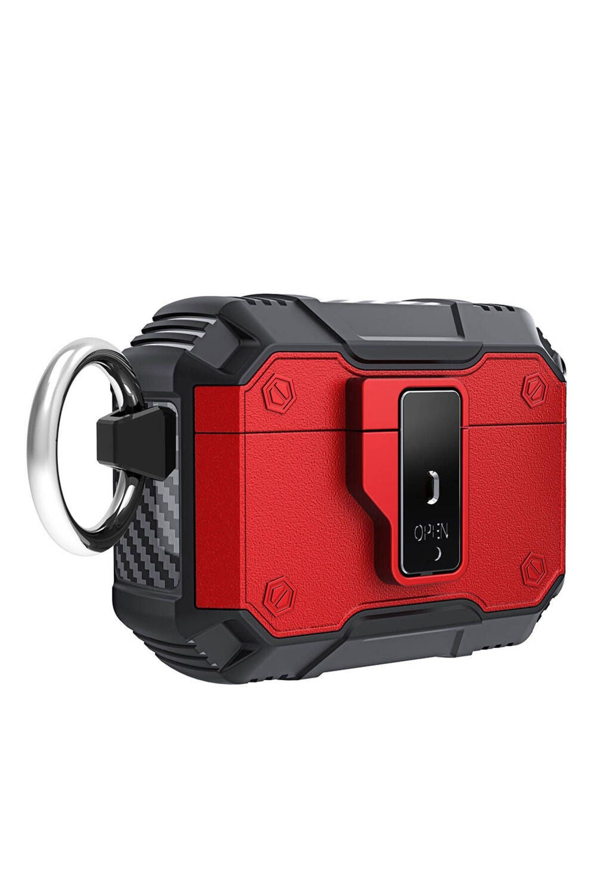 Air-Pods Pro Airbag 35 Darbelere Karşı Dayanıklı Düğmeli Kılıf-Kırmızı