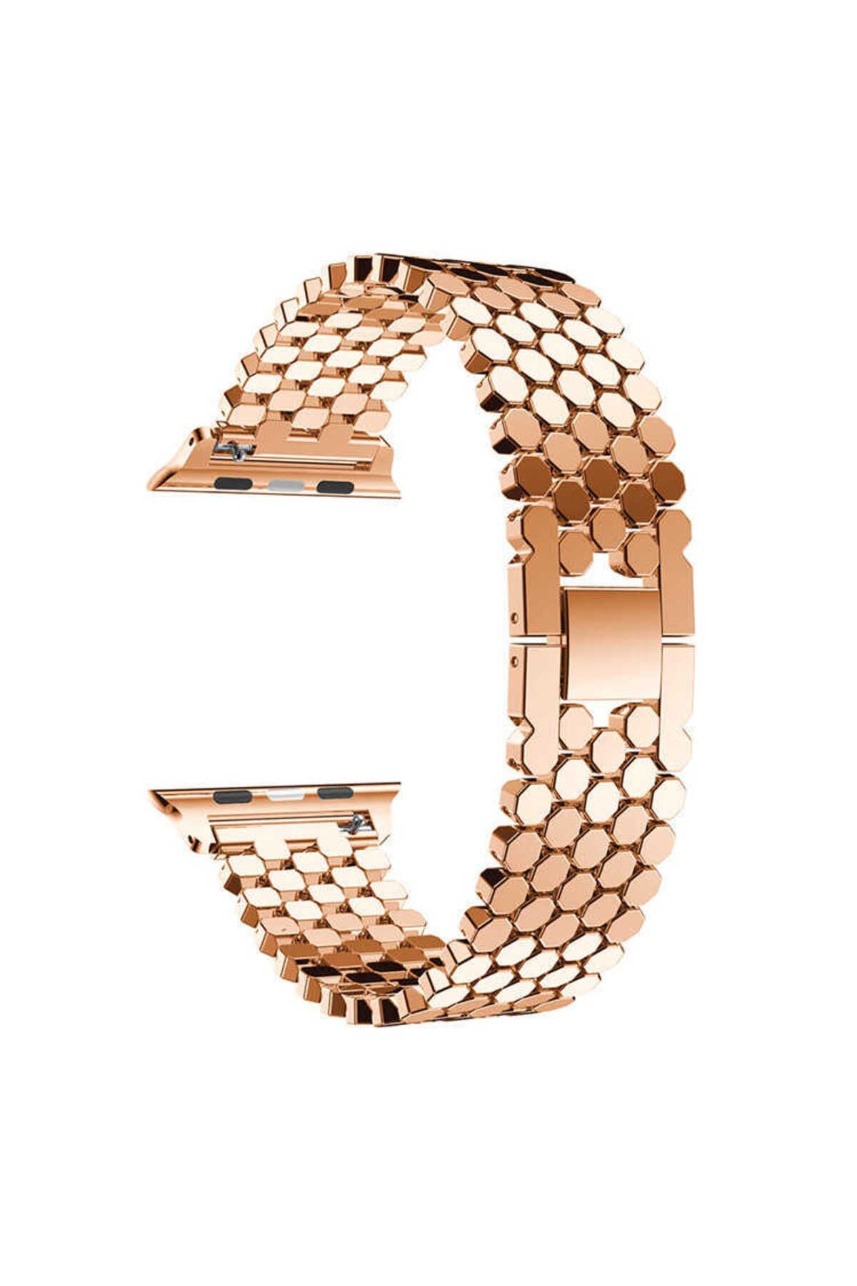 Watch Ultra 49mm Kordon Uyumlu KRD-30 Metal Strap Kayış CLO- Rose Gold
