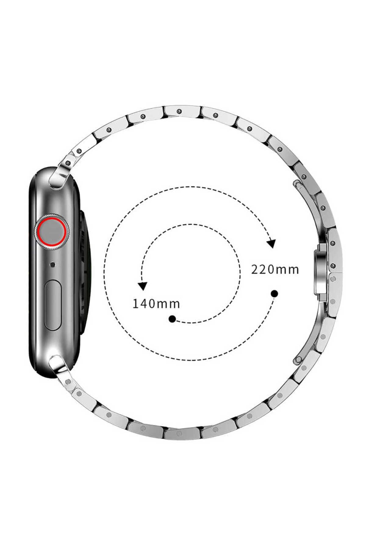 Watch Ultra 49mm Kordon Uyumlu KRD-63 Metal Strap Kayış CLO- Siyah