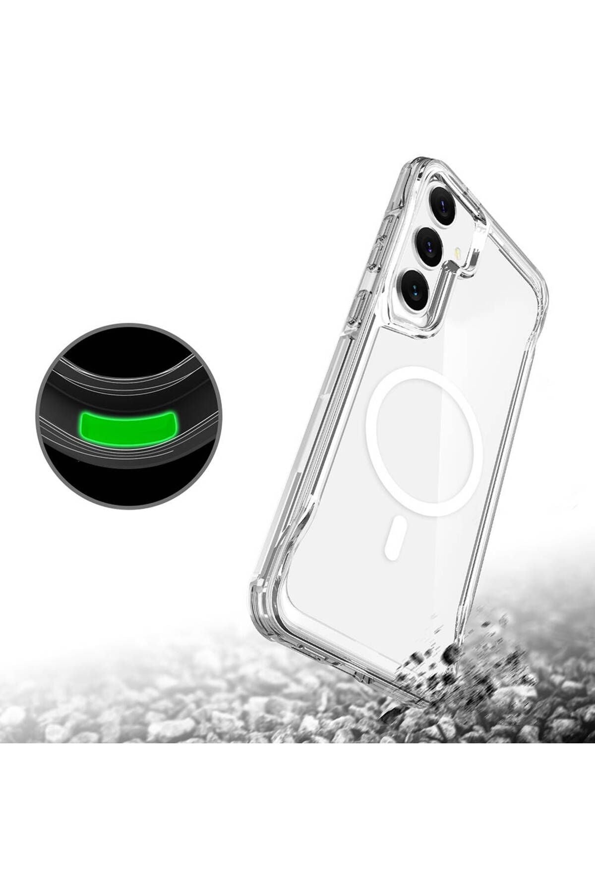 Galaxy S24 Kılıf Zore Magsafe Şarj Özellikli T-Max Magsafe Kapak-Renksiz