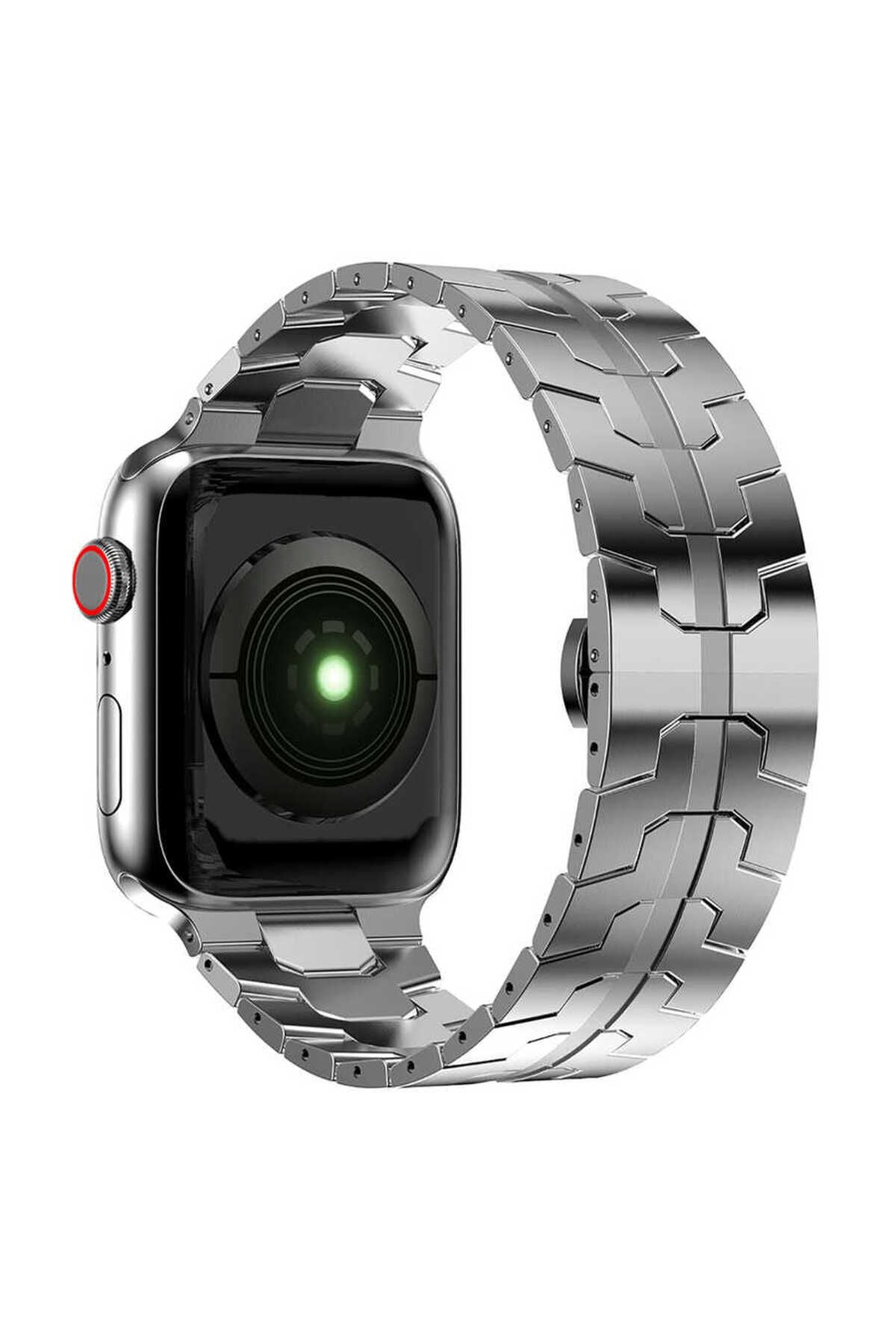 Watch Ultra 49mm Kordon Uyumlu KRD-63 Metal Strap Kayış CLO- Siyah