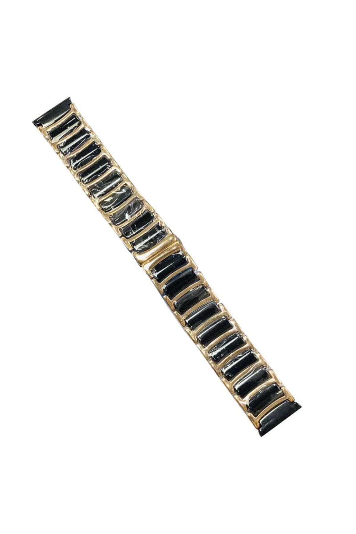 Galaxy Watch 46mm (22mm) Seramik Metal Zore Kordon-Siyah-Gold