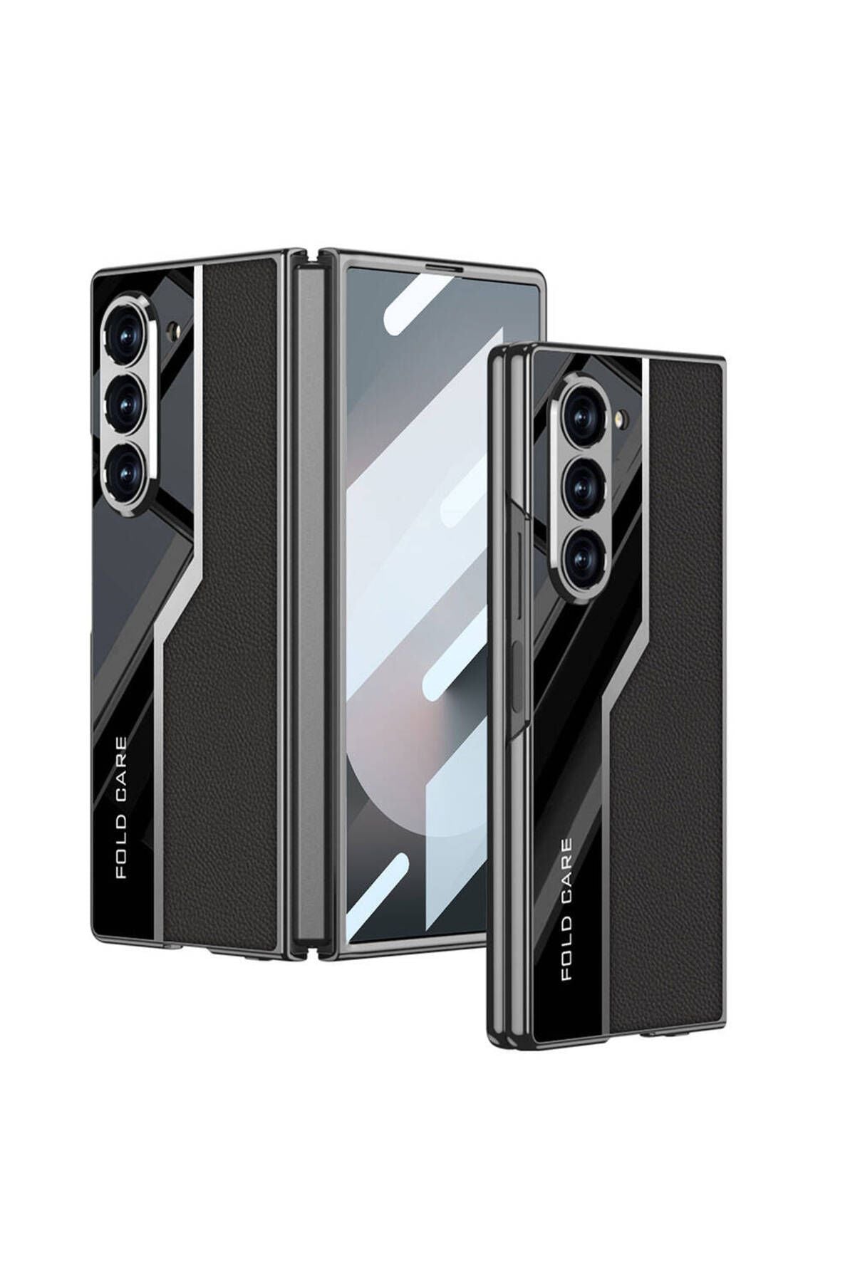 Galaxy Z Fold 6 Kılıf Ultra İnce Kamera Korumalı PC + Deri Arka Yüzey Zore Kıpta Poligan Kapak-Titan