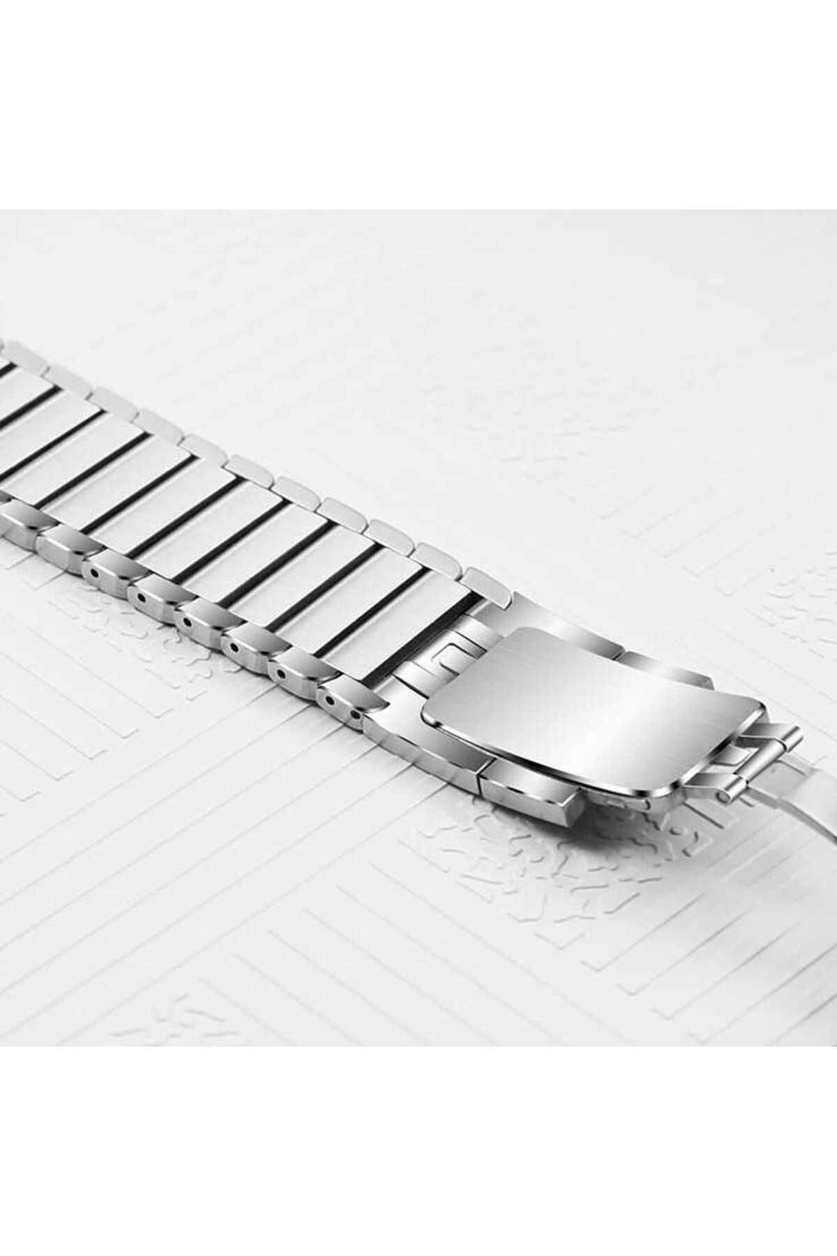 Watch Ultra 49mm Kordon Uyumlu KRD-35 Metal Strap Kayış CLO- Gri