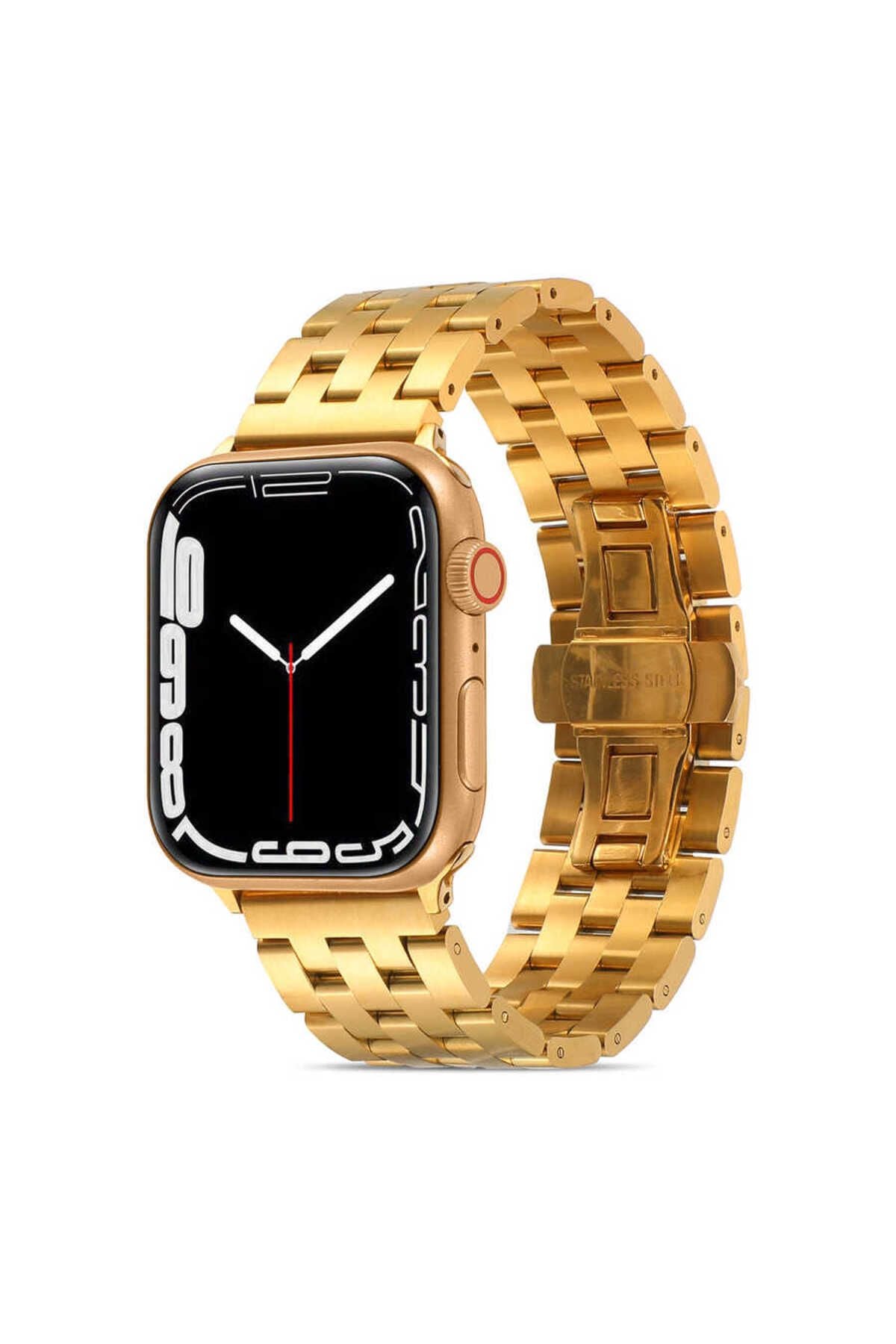 Watch Ultra 49mm Kordon Uyumlu KRD-20 Metal Strap Kayış CLO- Gold