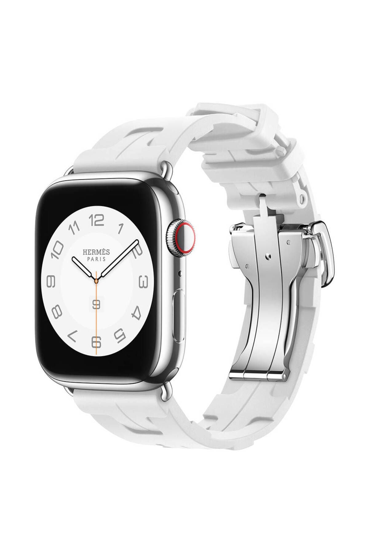 Watch 44mm Spor Görünümlü CLO- KRD-94 Silikon Kordon-Beyaz