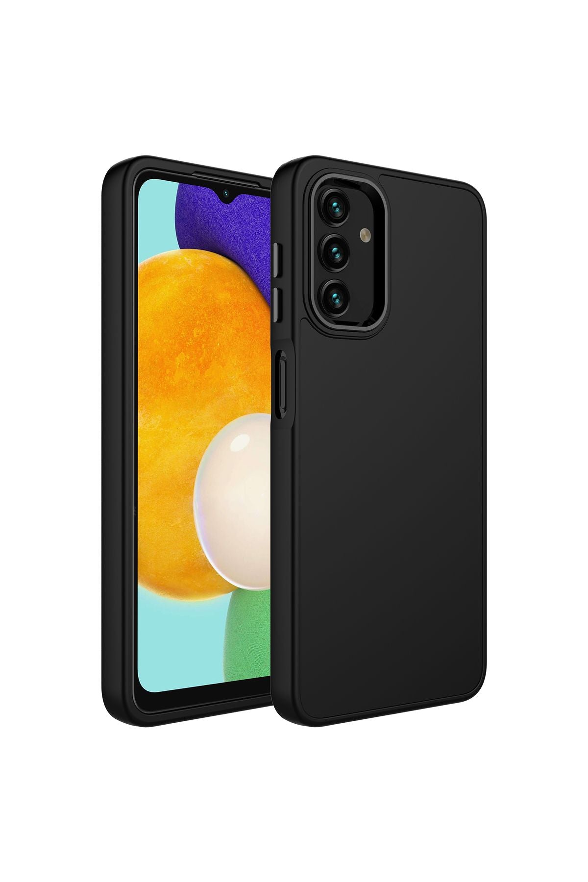 Galaxy A04S Kılıf Metal Çerçeve ve Buton Tasarımlı Silikon Zore Luna Kapak - Siyah