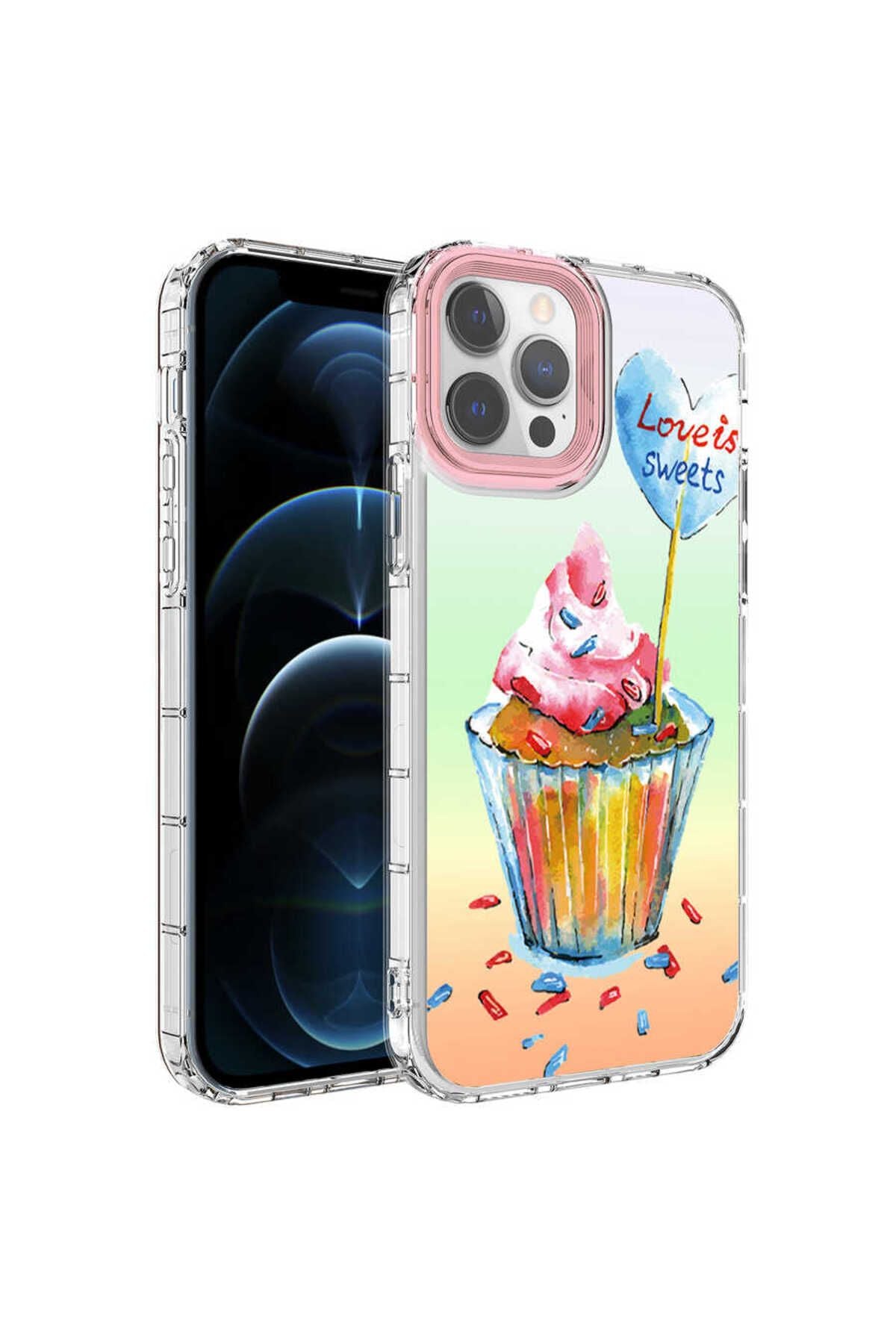 iPhone 14 Pro Uyumlu Kamera Korumalı Renkli Desenli Sert Silikon Zore Korn Kılıf-NO15