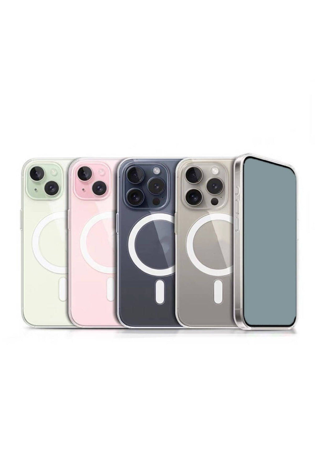 iPhone 15 Pro Uyumlu Magsafe Şarj Özellikli Şeffaf Sert PC Zore Embos Kılıf-Renksiz