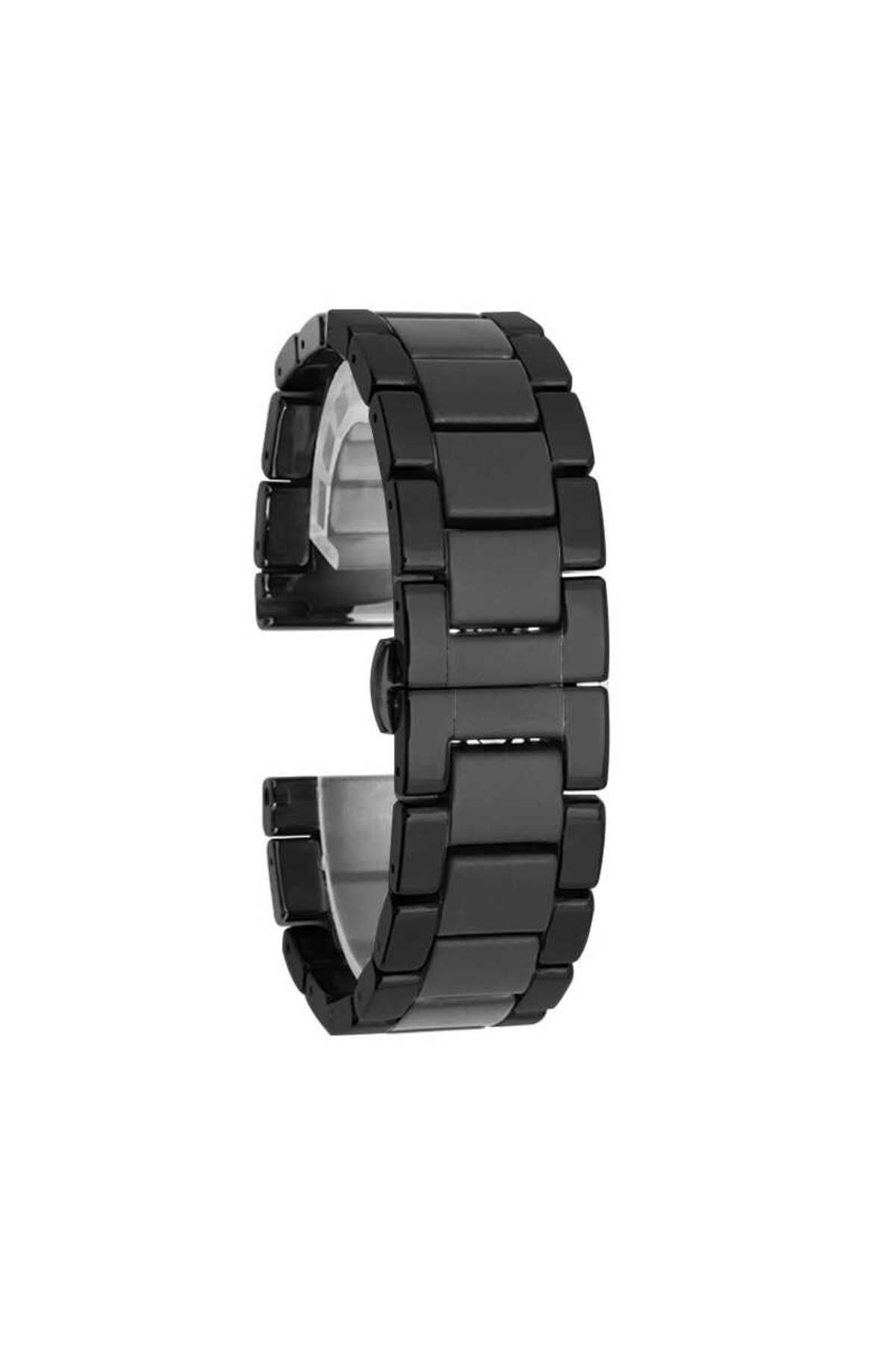 Galaxy Watch 46mm (22mm) Mat Seramik Metal Zore Kordon-Siyah