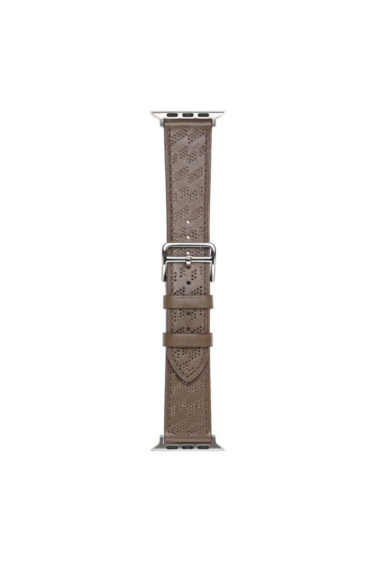 Watch Ultra 49mm Uyumlu KRD-76 PU Deri Kordon Strap Kayış CLO- Koyu Yeşil