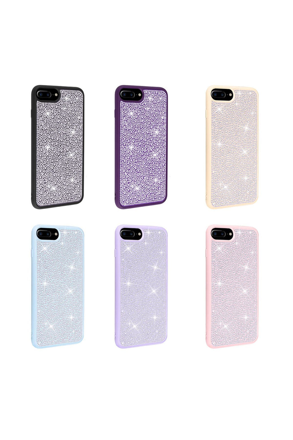 iPhone 8 Plus Kılıf Parlak Taşlı Tasarım Zore Ston Kapak - Mavi Açık