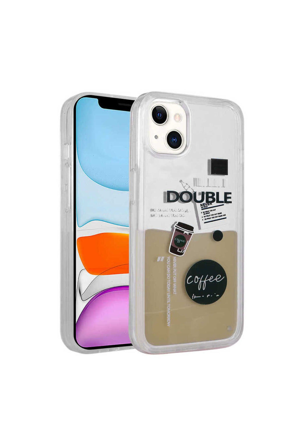 iPhone 14 Uyumlu Desenli Sıvılı Zore Drink Silikon Kılıf-NO3