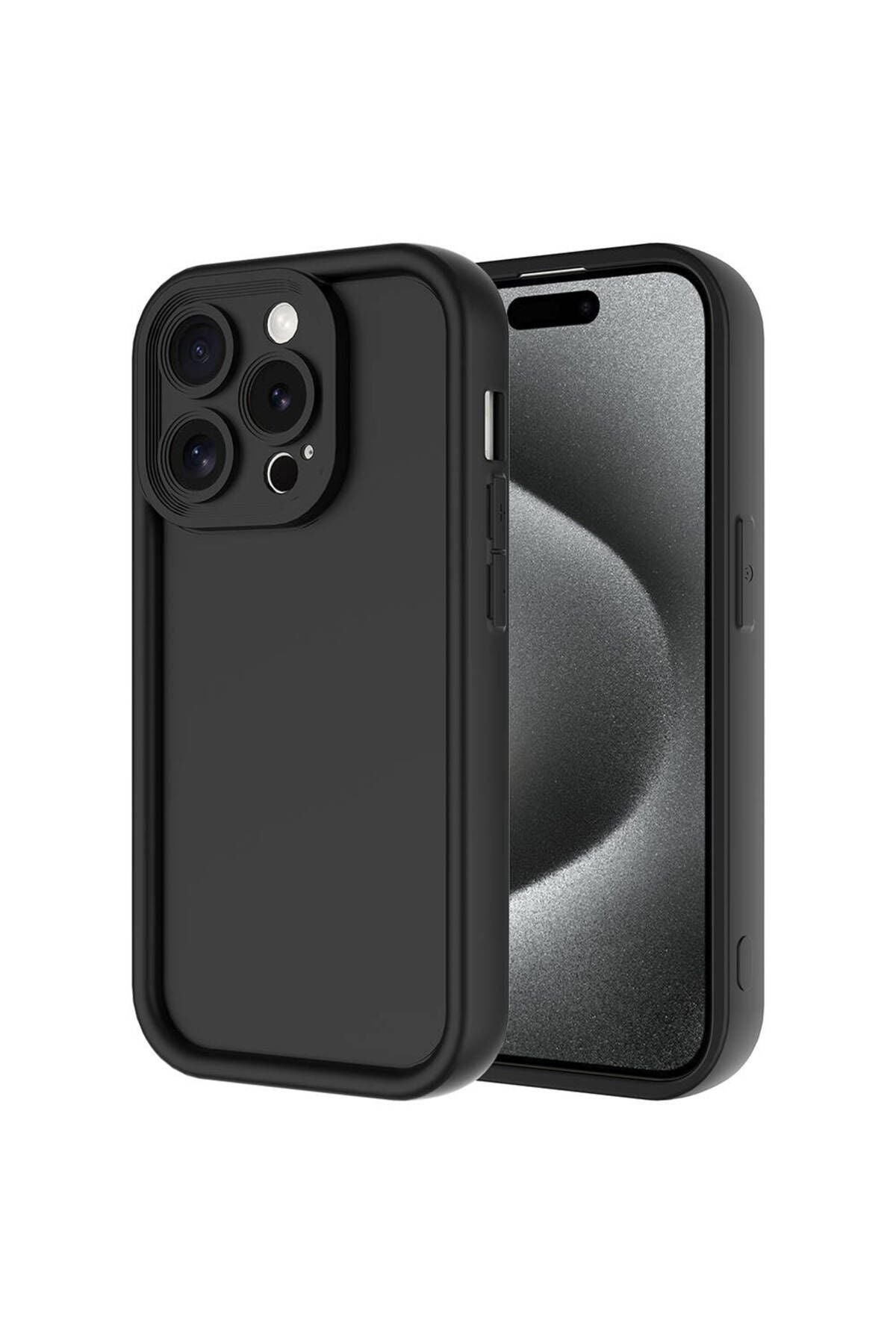 iPhone 15 Pro Max Uyumlu TCG Kılıf Kamera Korumalı Zore Ananas Kapak-Siyah