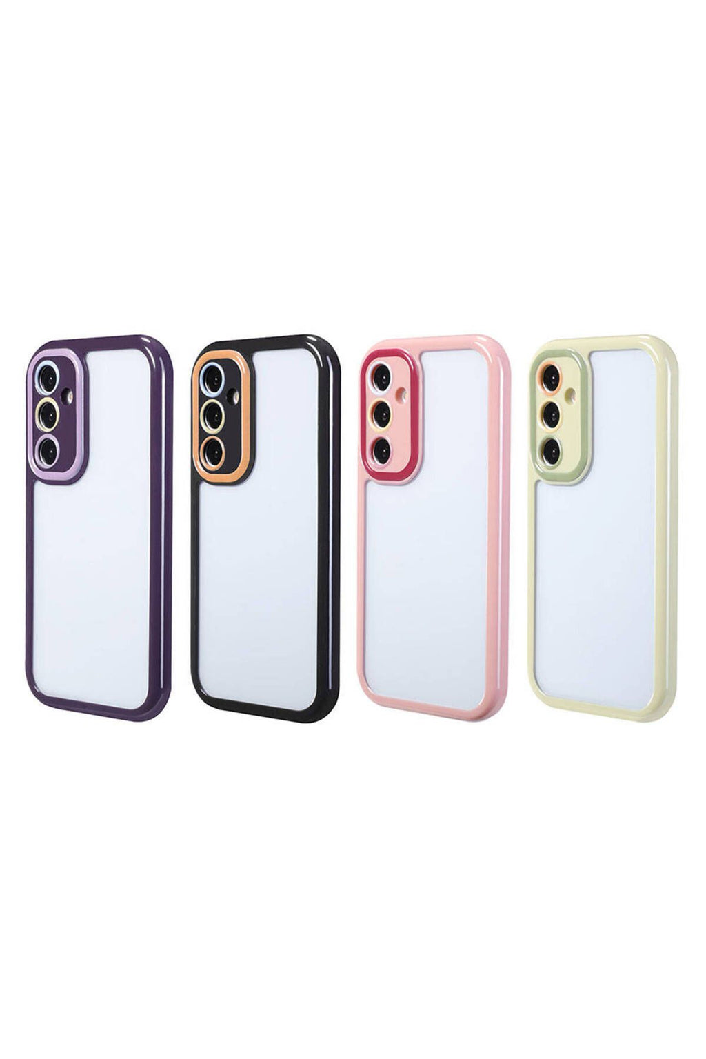 Galaxy A55 Kılıf Kamera Korumalı Renkli Kenar ve Çerçeve Tasarımlı Zore Vitamin Kapak-Mürdüm