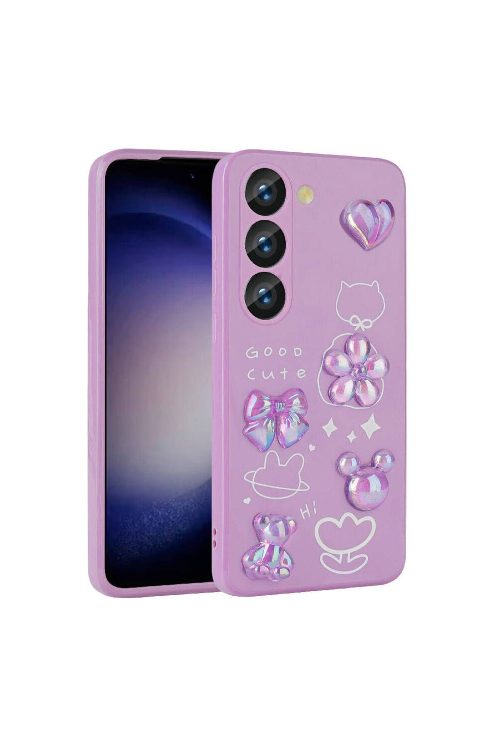 Galaxy A54 Kılıf Kabartma Figürlü Parlak Zore Toys Silikon Kapak - Pembe