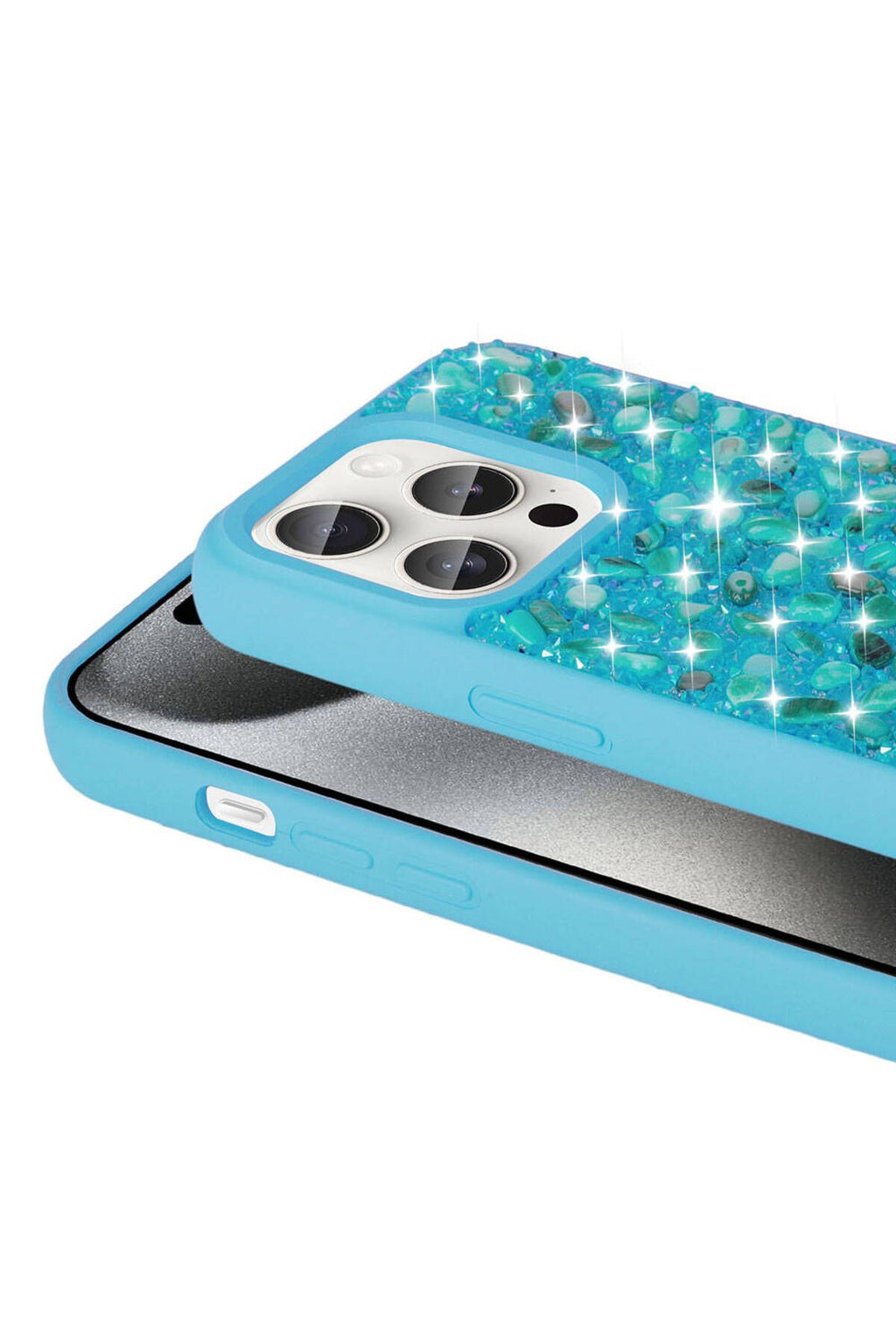 iPhone 15 Pro Max Uyumlu Parlak Taşlı Tasarım Zore Linea Kılıf-Lacivert