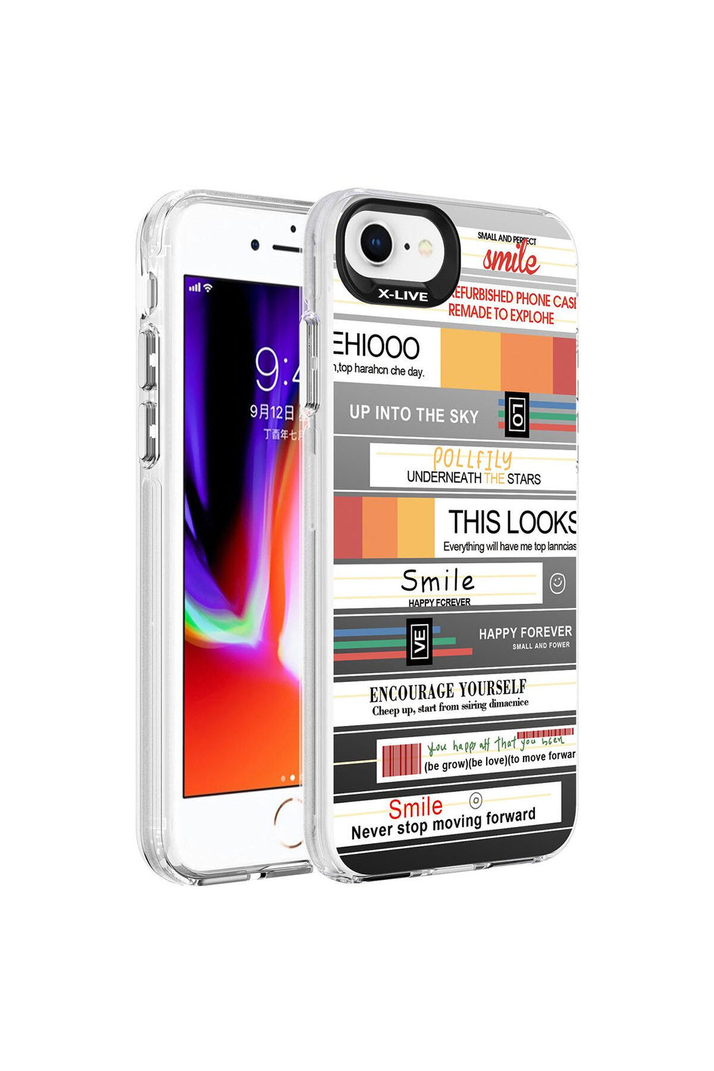 iPhone SE 2020 Kılıf Desenli Zore Silver Sert Kapak - Mottolar