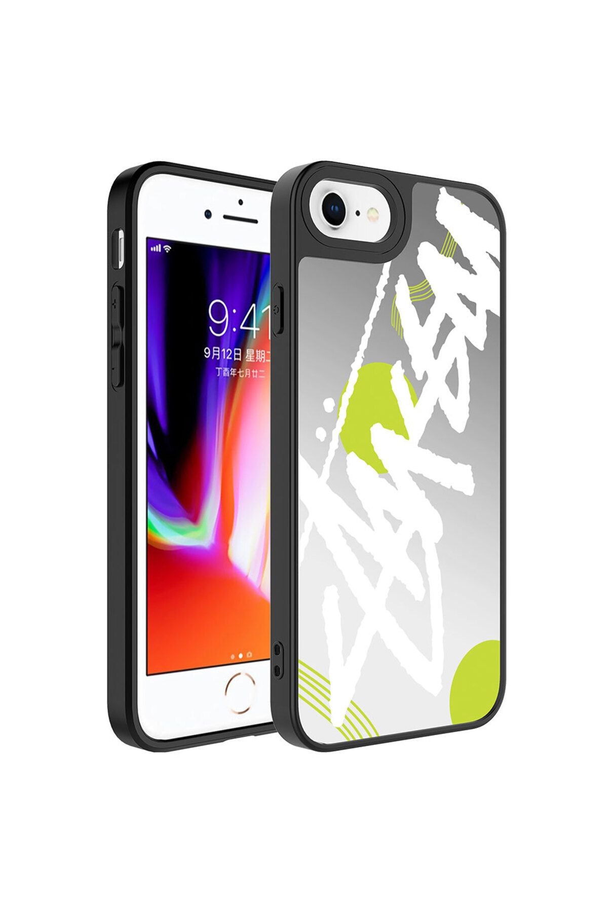 Apple iPhone 8 Plus Kılıf Aynalı Fragile Desenli Kamera Korumalı Parlak Zore Mirror Kapak