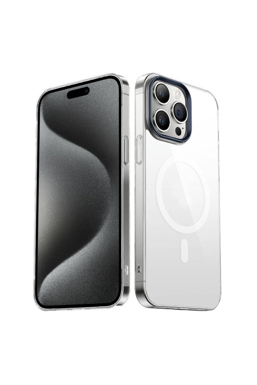 iPhone 15 Pro Max Uyumlu Zore Wireless Şarj Özellikli Şeffaf G-Glass Kılıf-Siyah