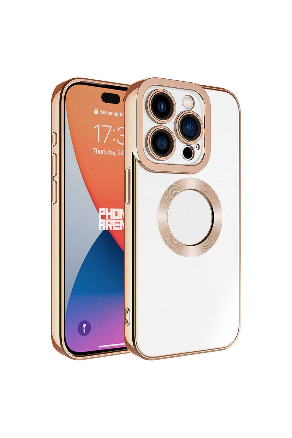 iPhone 15 Pro Uyumlu Kamera Korumalı Logo Gösteren Zore Omega Kılıf-Rose Gold