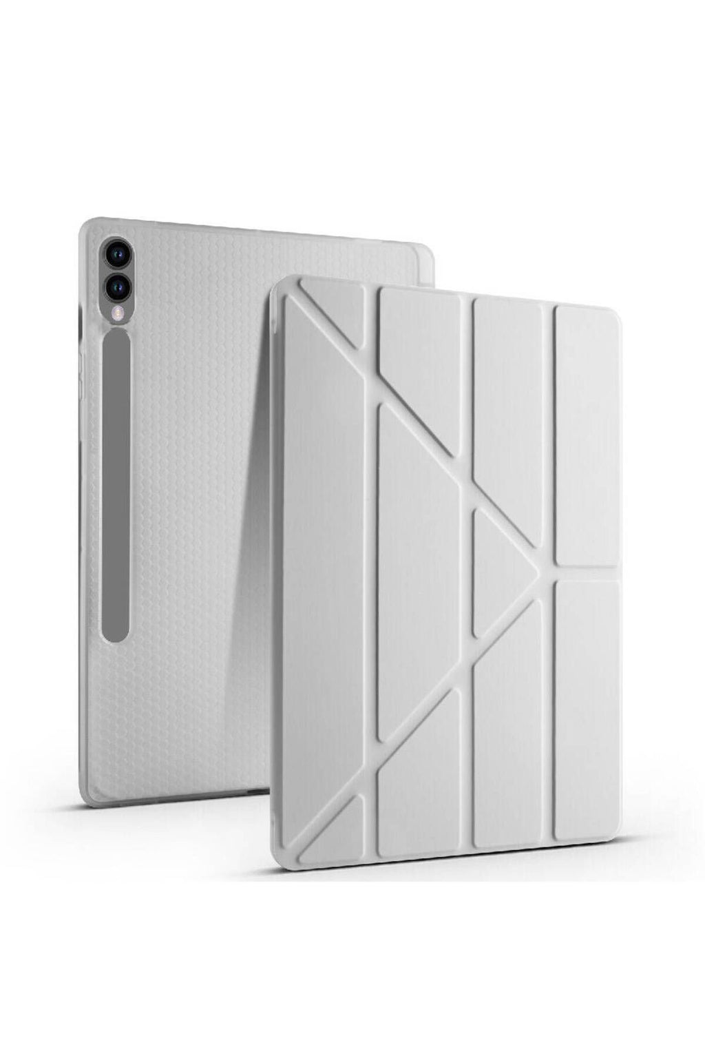 Galaxy Tab S9 FE Plus Kılıf Zore Tri Folding Kalem Bölmeli Standlı Kılıf - Yeşil