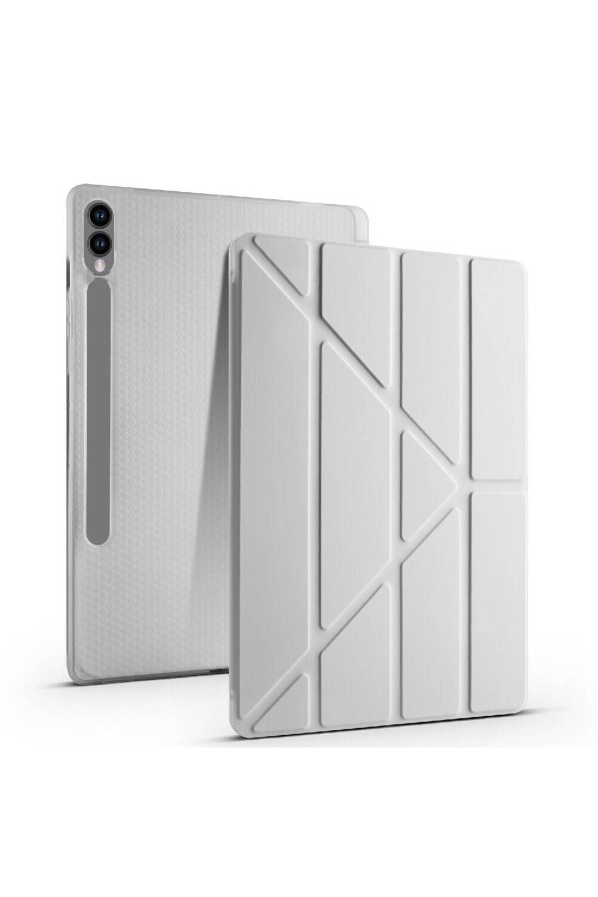 Galaxy Tab S9 FE Plus Kılıf Zore Tri Folding Kalem Bölmeli Standlı Kılıf - Yeşil