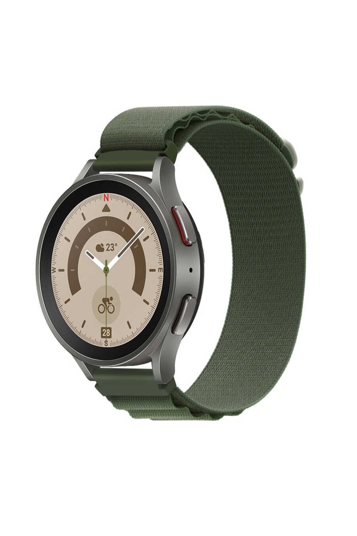 Galaxy Watch 42mm Uyumlu KRD-74 20mm Hasır Zore Kordon-Yeşil