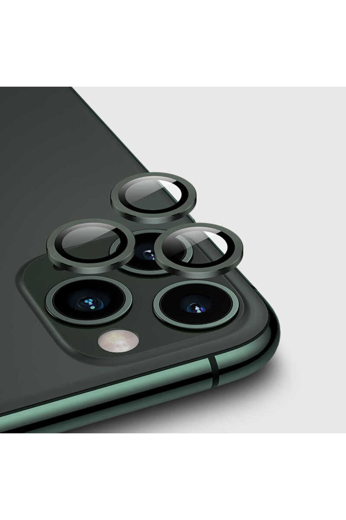 iPhone 12 Pro Uyumlu Zore CL-02 Kamera Lens Koruyucu-Koyu Yeşil