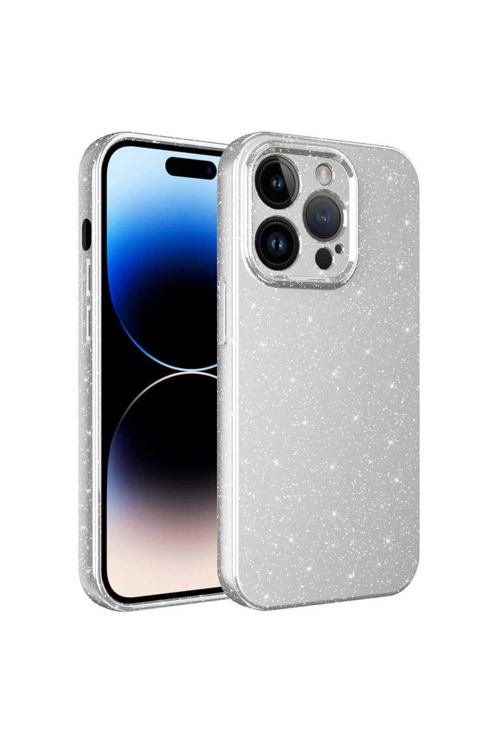 iPhone 14 Pro Uyumlu Kamera Korumalı Simli Lüks Zore Koton Kılıf-Beyaz