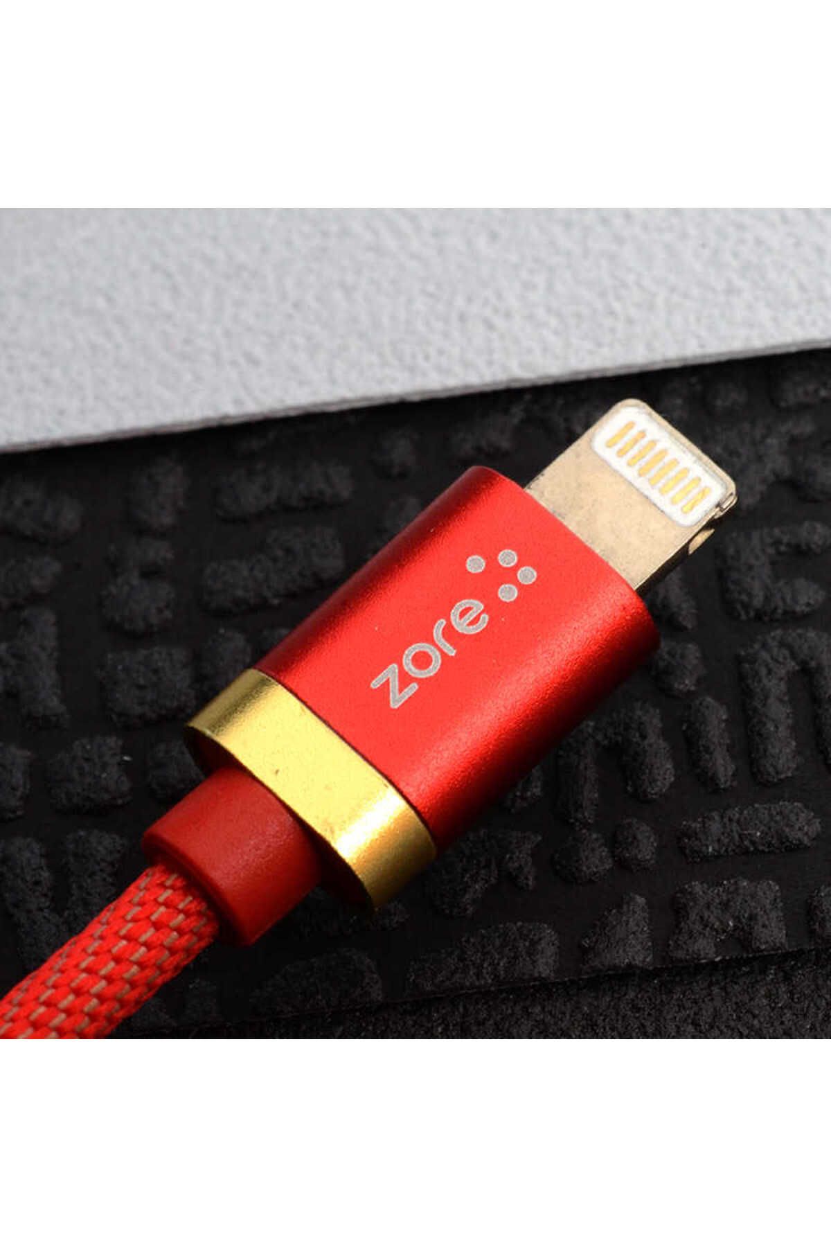 Beyaz-Mavi Poro Lightning Usb Kablo 1M-Zore
