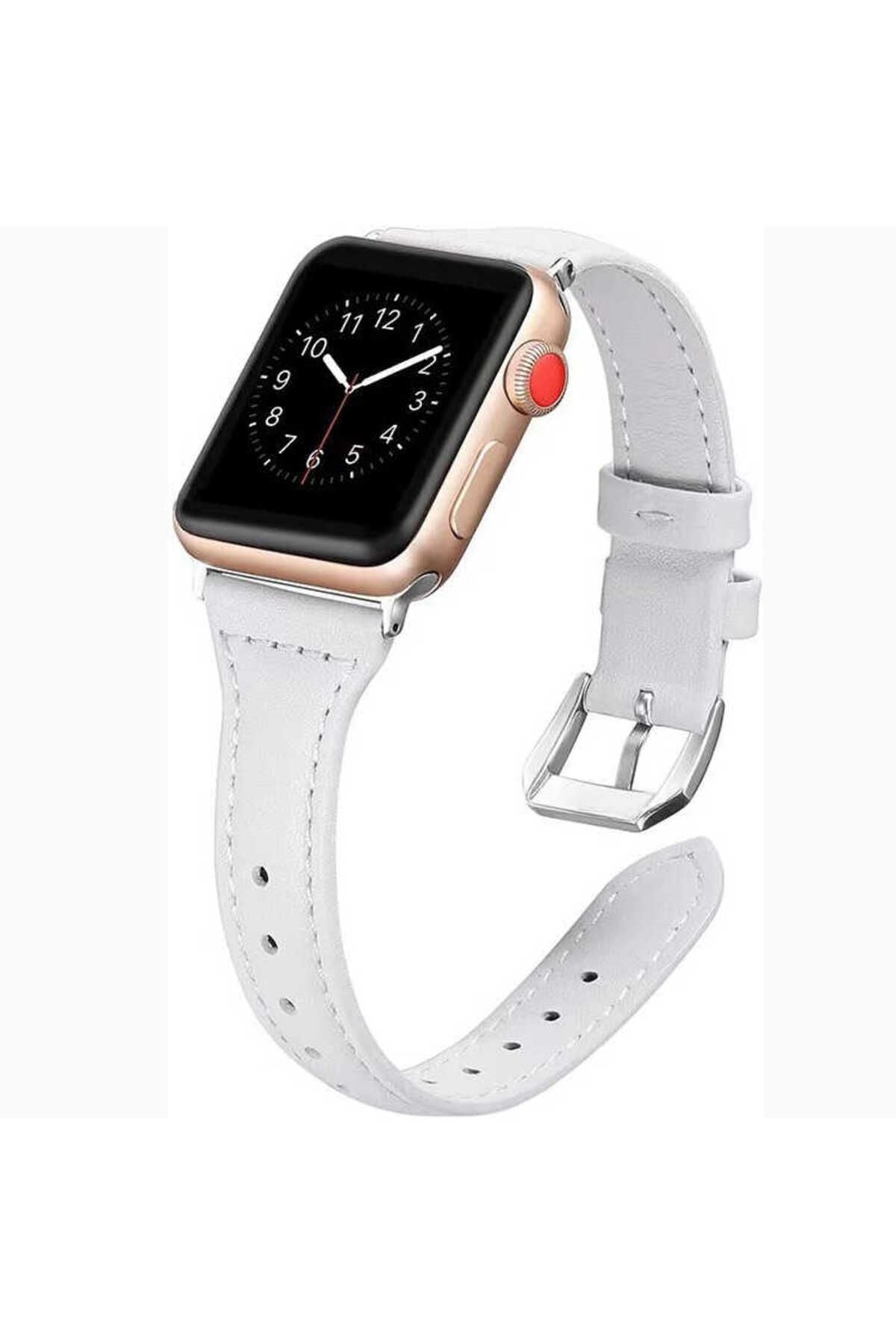 Watch Ultra 49mm Kordon Uyumlu KRD-28 Deri Strap Kayış CLO- Pembe