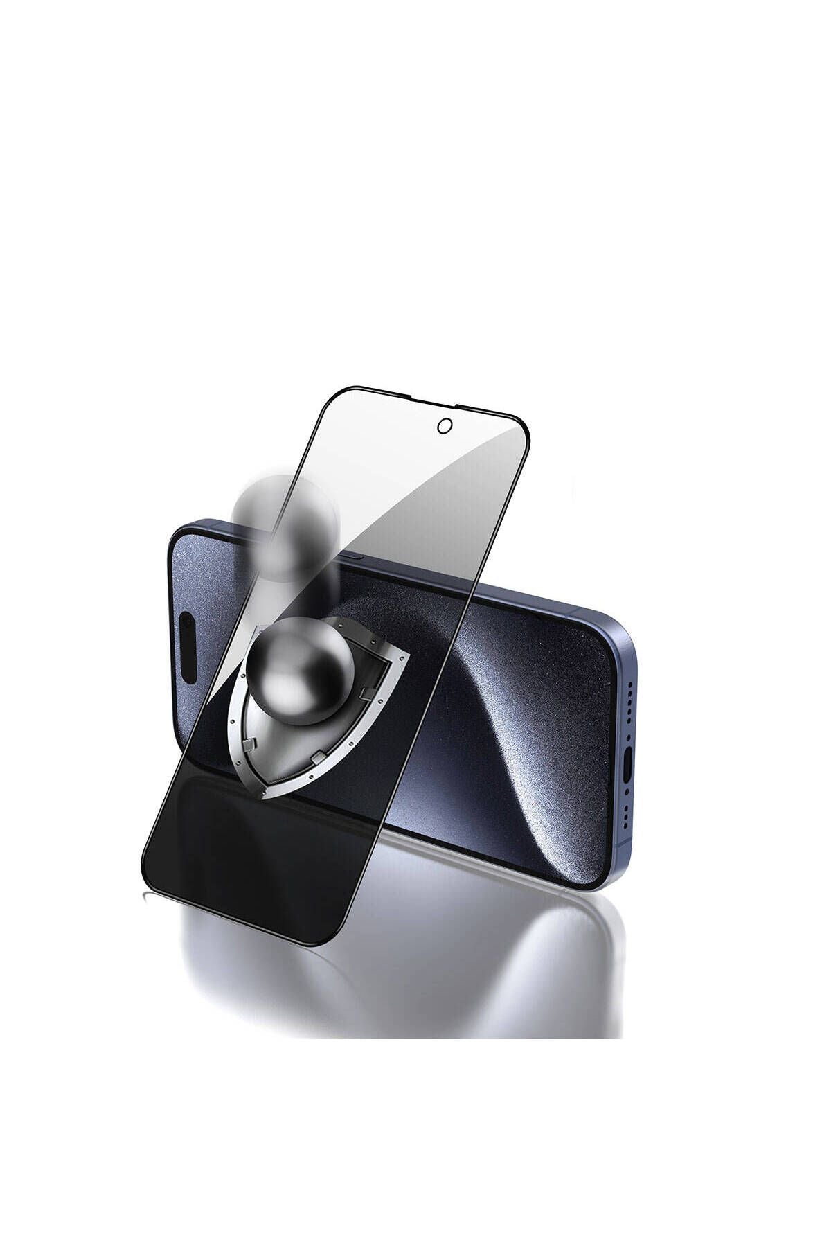 iPhone 15 Uyumlu Zore Rika Premium Privacy Temperli Cam Ekran Koruyucu
