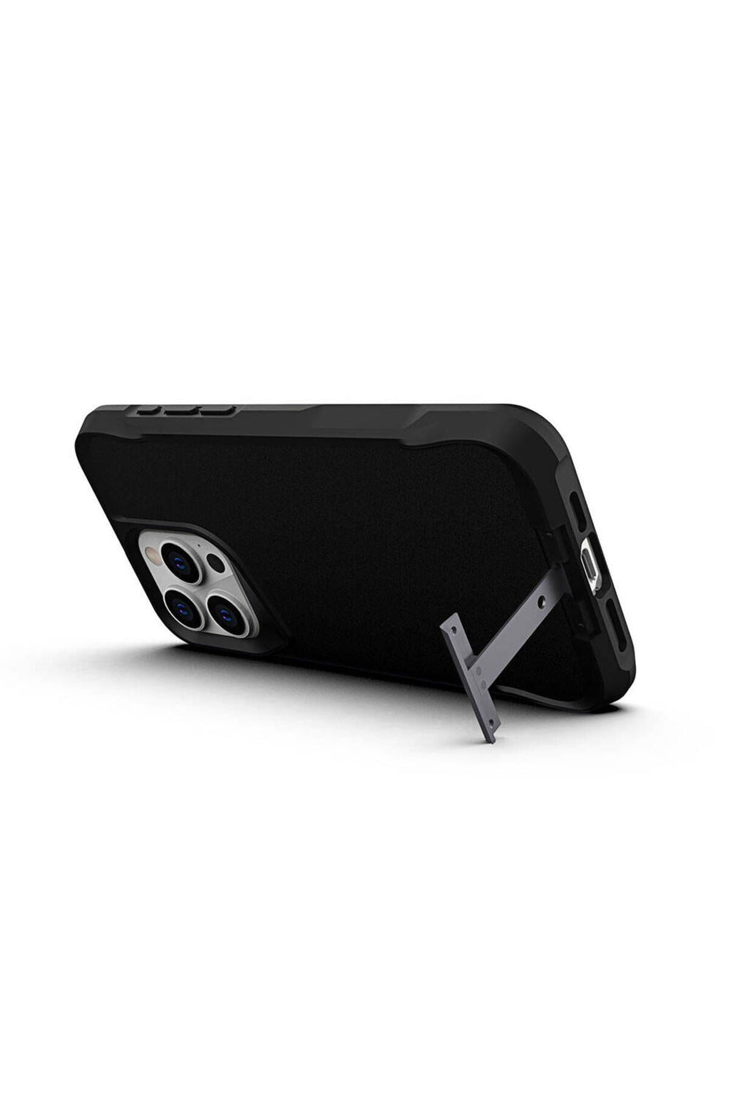 iPhone 15 Pro Uyumlu Zore AiHTTg Kenarlı T-Max Mat Standlı Kılıf-Gri