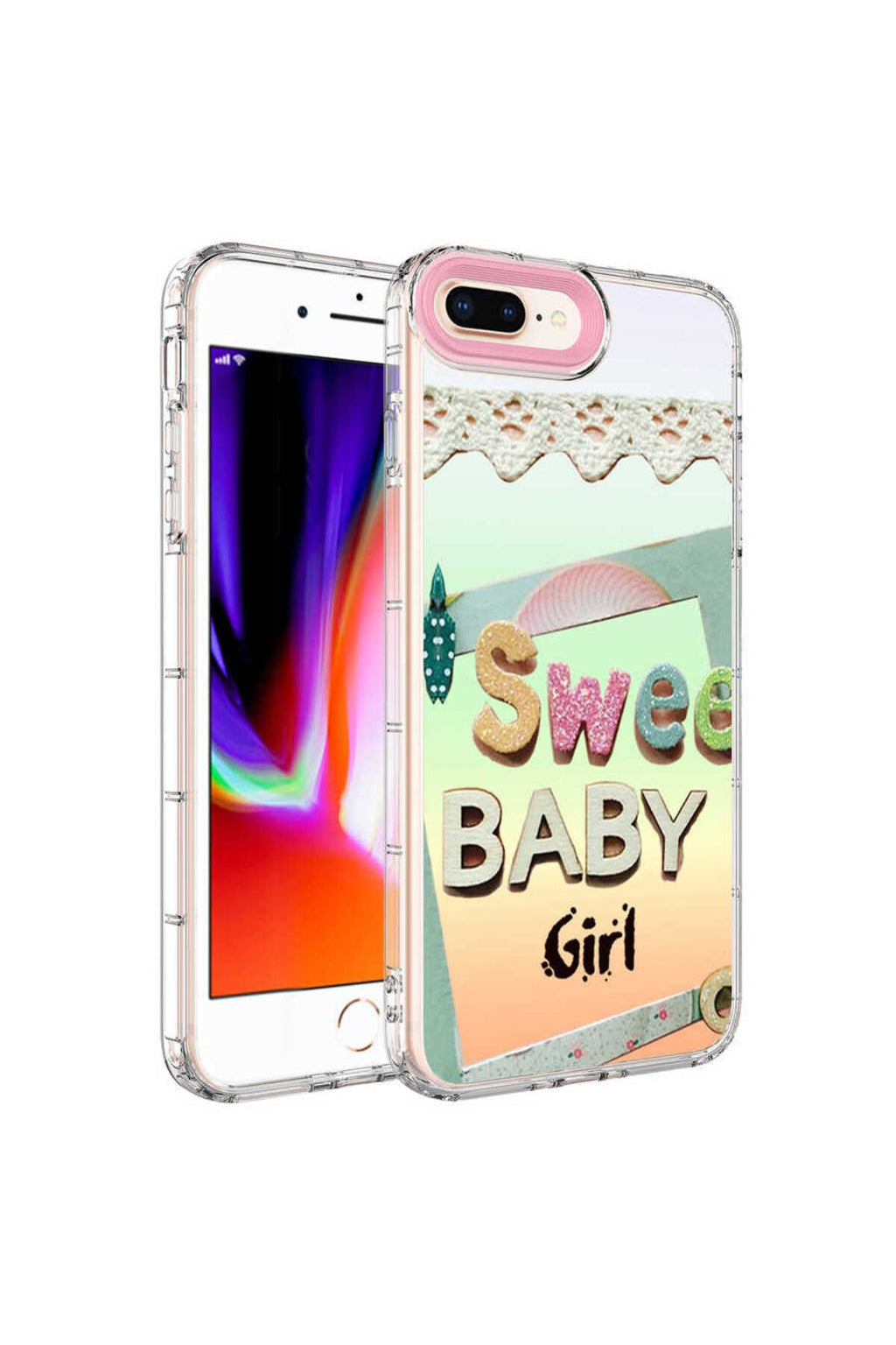 iPhone 8 Plus Kılıf Kamera Korumalı Renkli Desenli Sert Silikon Zore Korn Kapak - NO11