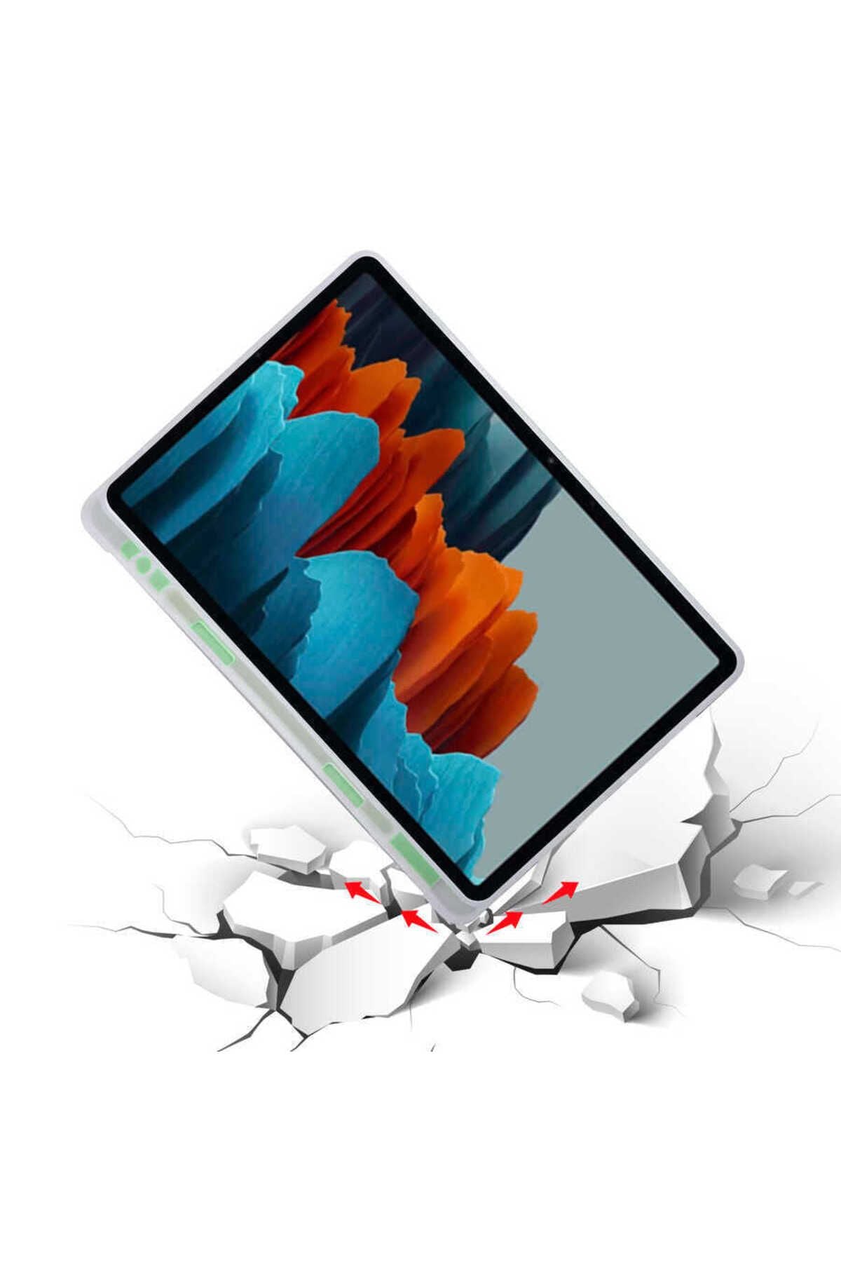 Galaxy Tab S7 T870 Kılıf  Uyumlu Zore Tri Folding Kalem Bölmeli Standlı Kılıf-Açık Yeşil