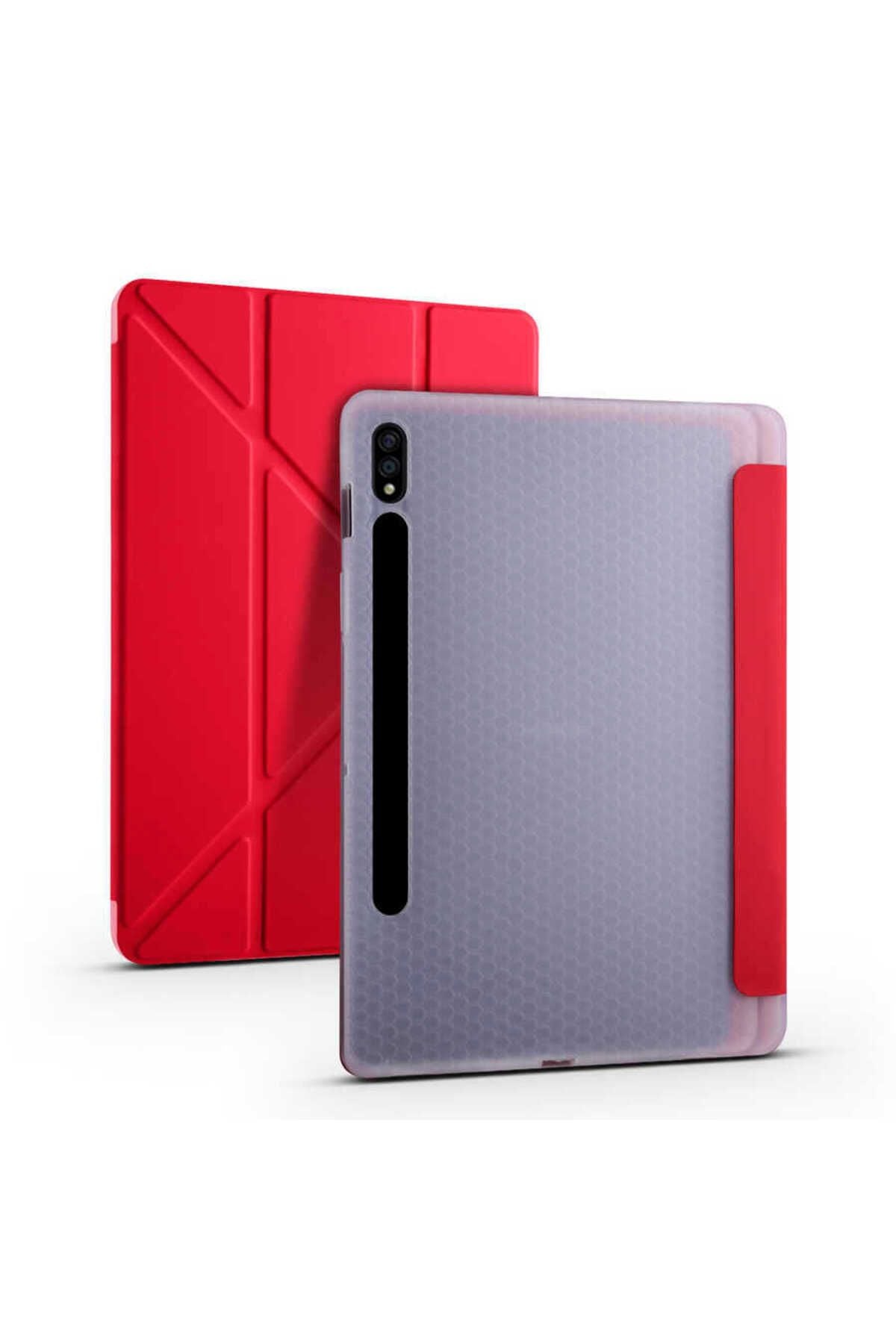 Galaxy Tab S7 T870 Kılıf  Uyumlu Zore Tri Folding Kalem Bölmeli Standlı Kılıf-Açık Yeşil