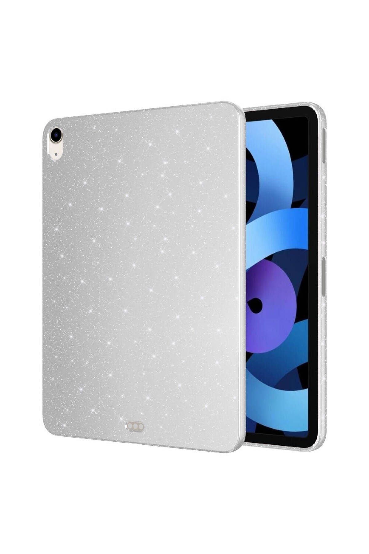 iPad Air 10.9 2020 (4 Nesil) Simli Parlak Görünümlü Uyumlu AKAV Tablet Koton Kılıf-Siyah
