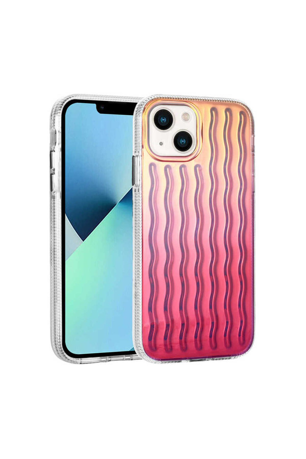 iPhone 14 Uyumlu Kabartmalı Dalga Tasarımlı Silikon DSB İsmira Kılıf-NO8