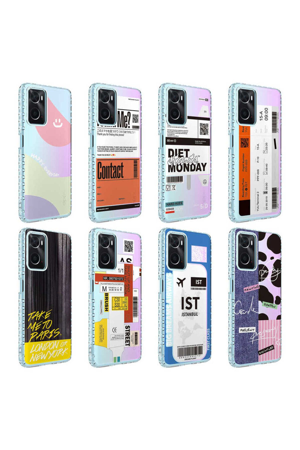 A96 4G Kılıf Airbag Kenarlı Renkli Desenli Silikon Zore Elegans Kapak - NO3