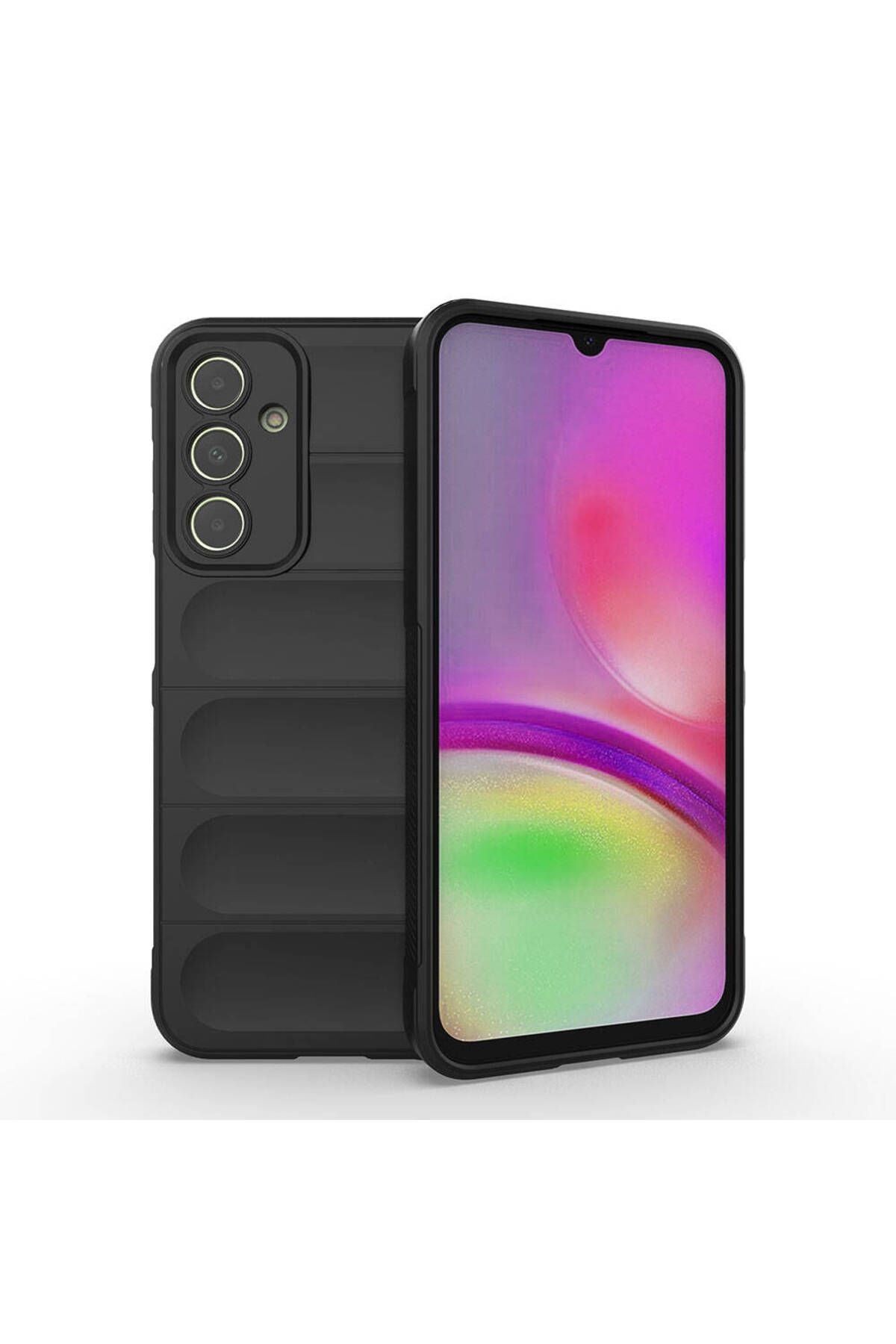 Galaxy A25 Kılıf Esnek TPU Oyuklu Arka Yüzey Tasarımlı Zore Etnik Silikon Kapak - Siyah