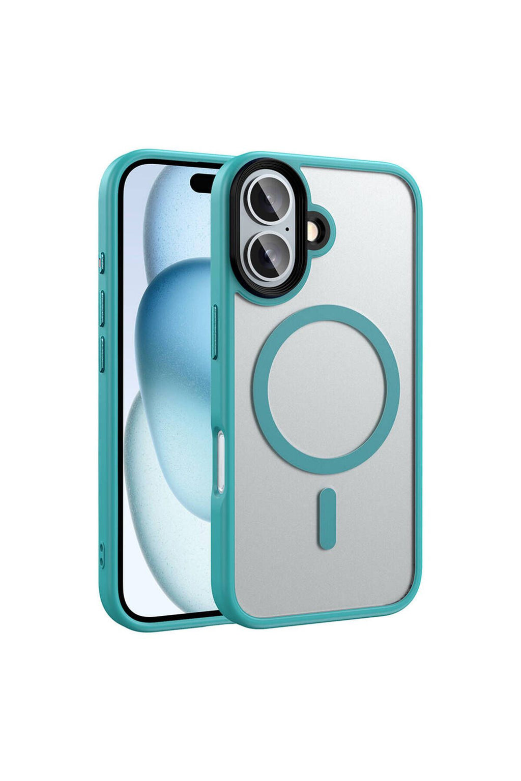 Apple iPhone 16 Kılıf Mat Arka Yüzey Wireless Şarj Özellikli Zore Flet Magsafe Kapak-Gümüş