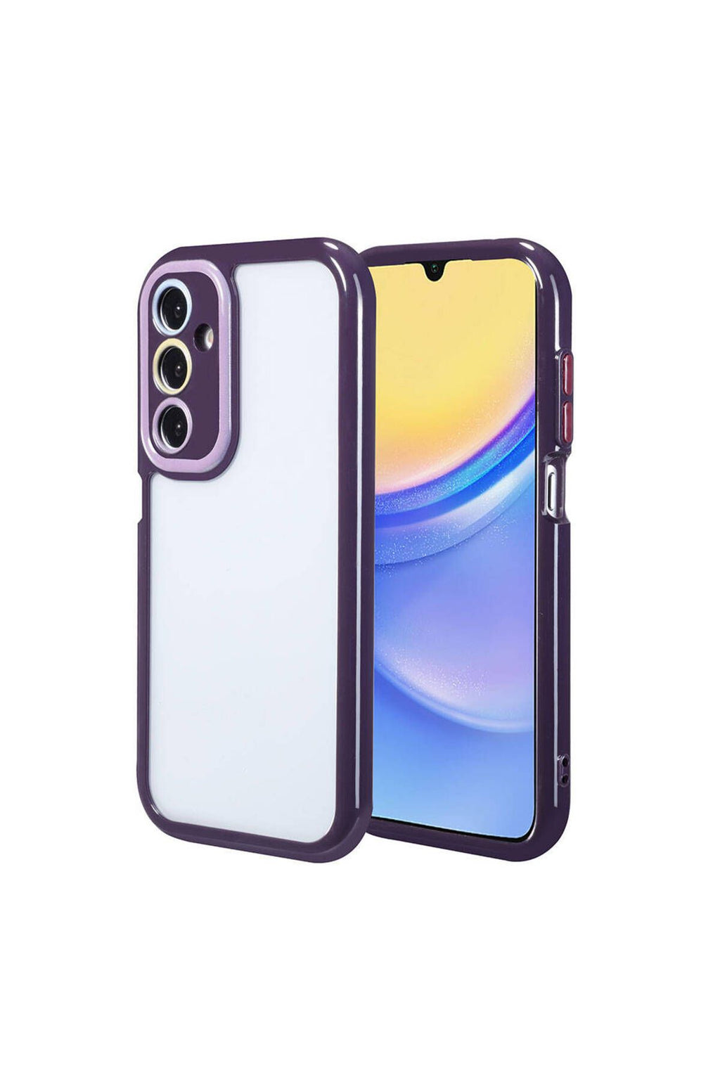 Galaxy A15 Kılıf Kamera Korumalı Renkli Kenar ve Çerçeve Tasarımlı Zore Vitamin Kapak-Derin Mor