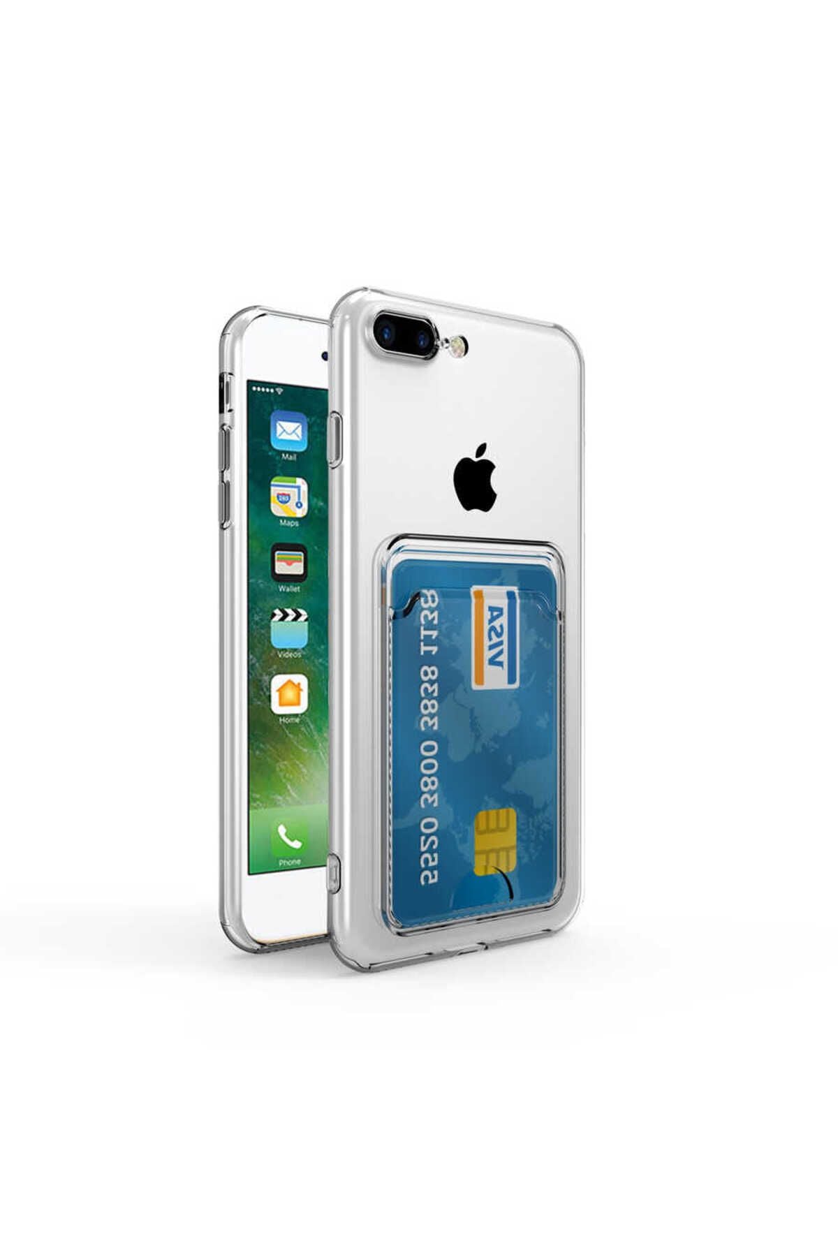 iPhone SE 2022 Uyumlu Kartlıklı Şeffaf TKNR Setra Clear Silikon Kılıf-Renksiz