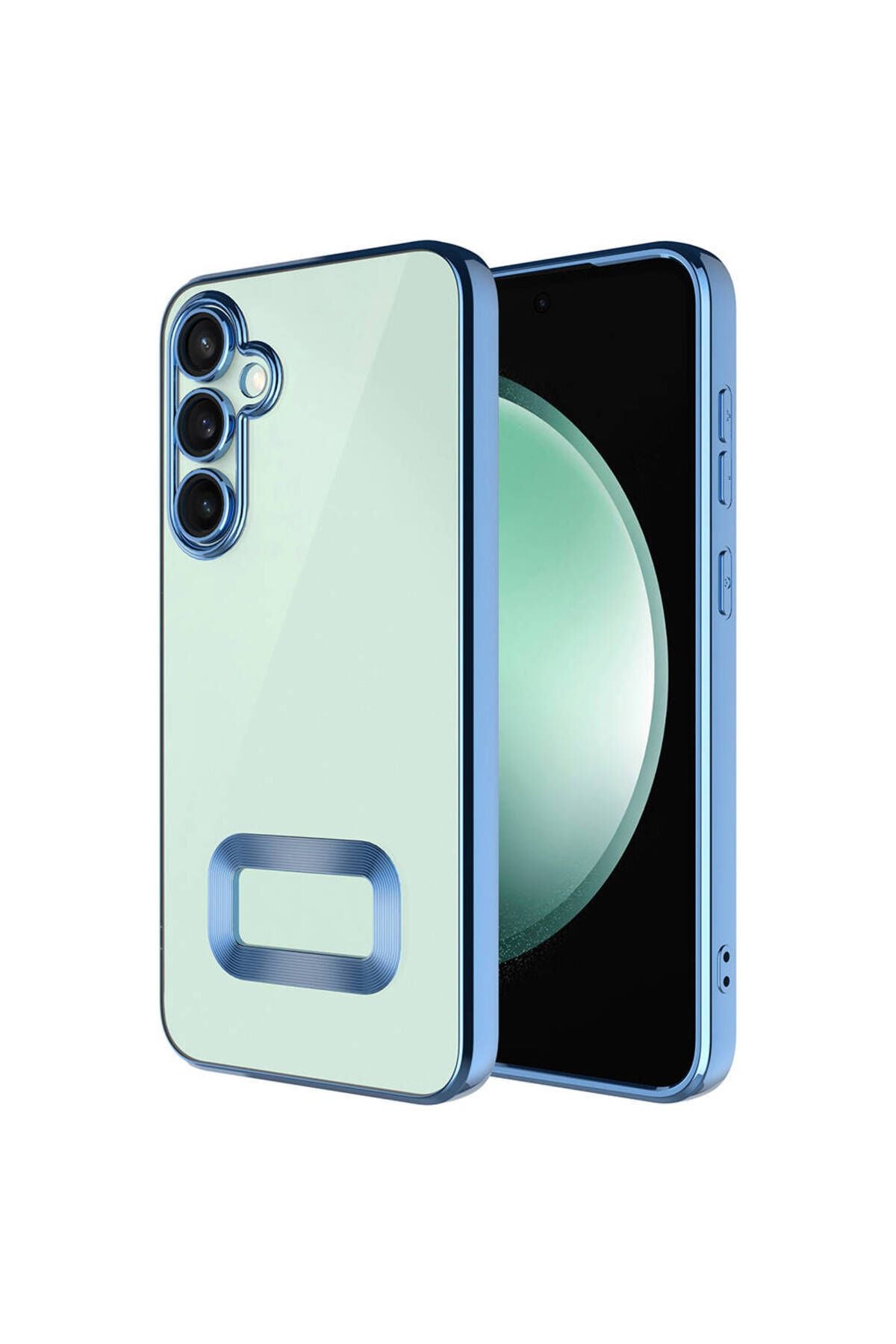 Galaxy S24 Plus Kılıf Kamera Korumalı Logo Gösteren Zore Omega Kapak - Sierra Mavi