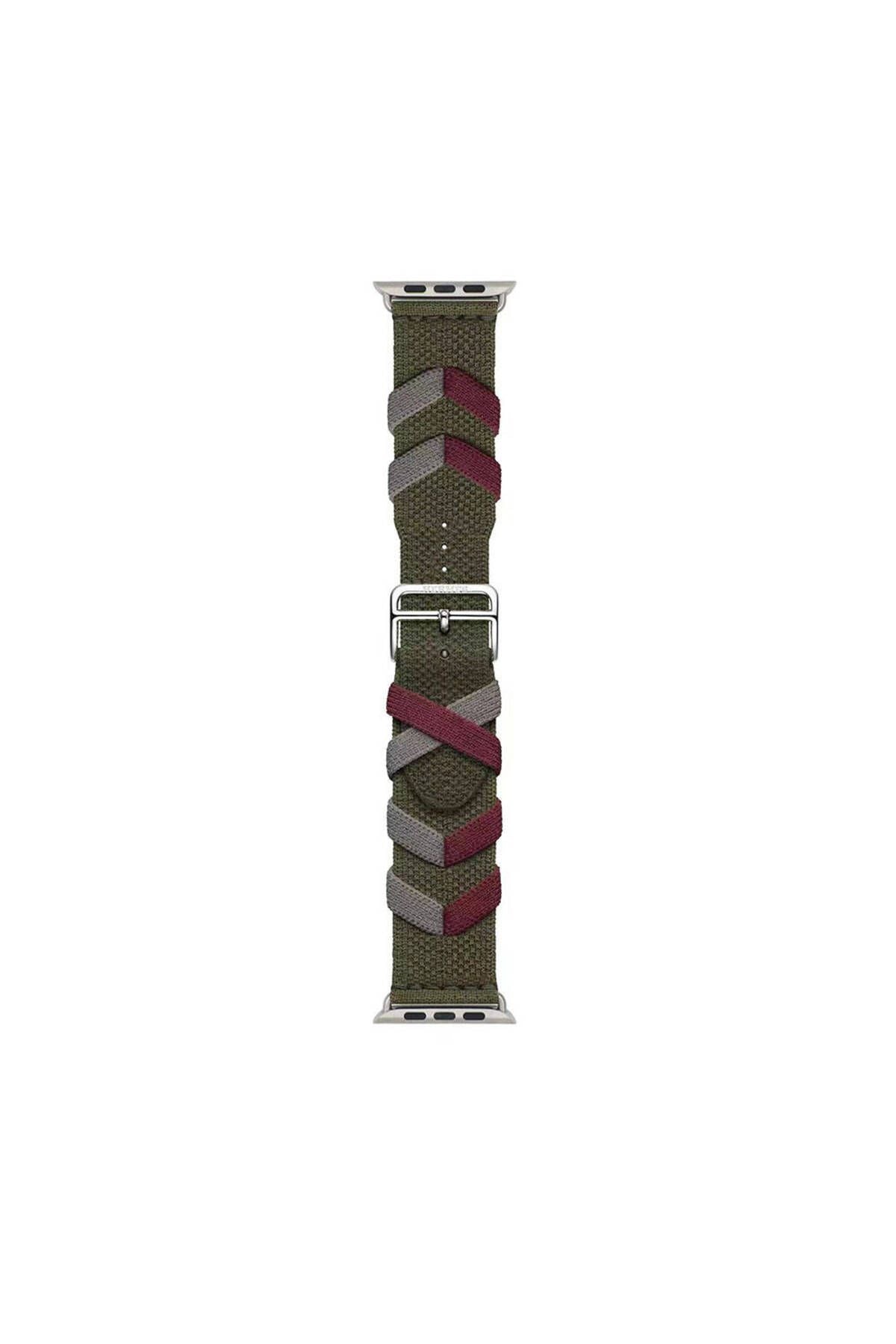 Watch 7 45mm Uyumlu CLO- KRD-97 Sarmal Örgü Tasarımlı Kordon-Kırmızı