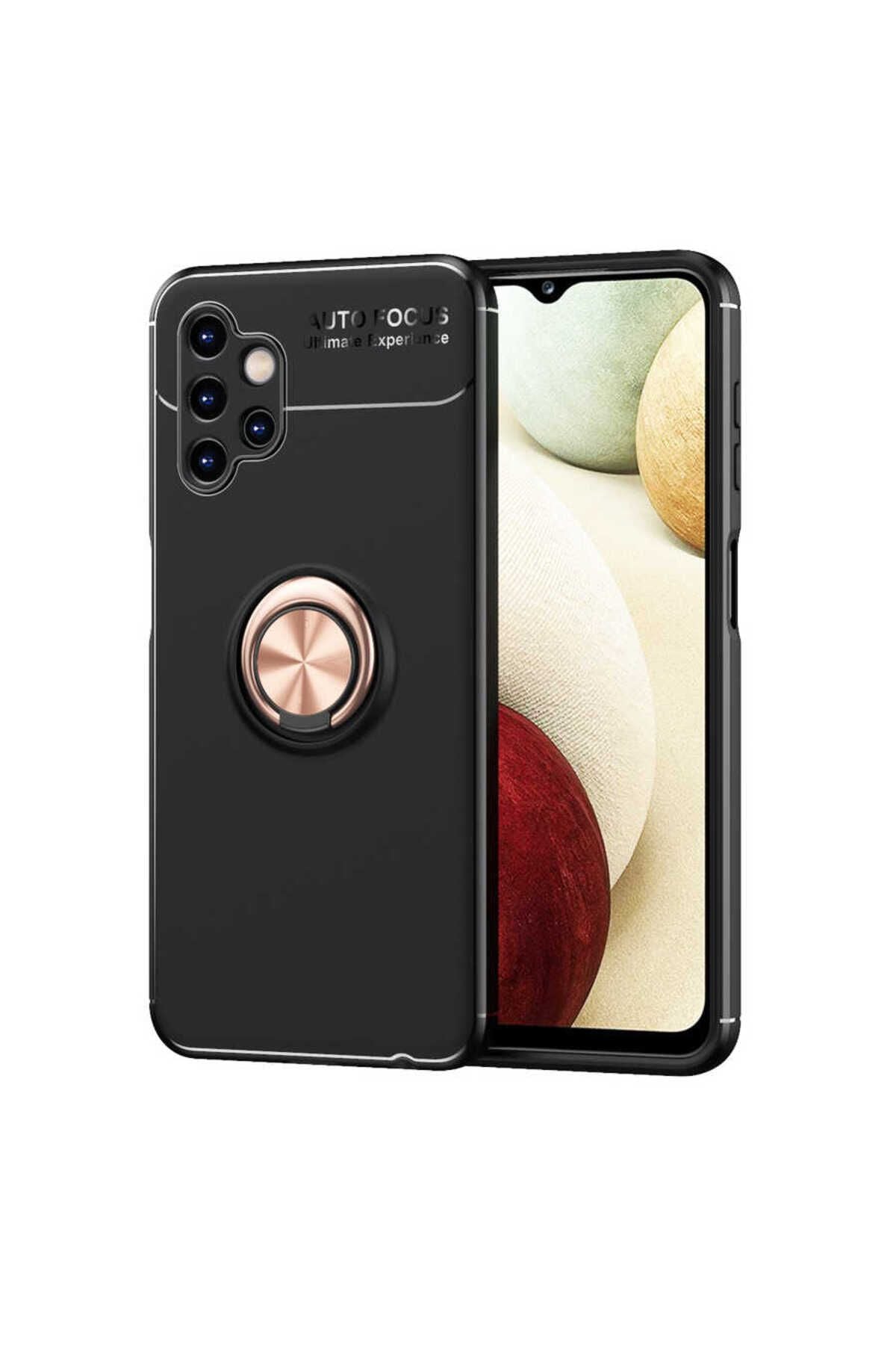 Galaxy A13 4G Kılıf AKAV Ravel Silikon Kapak - Siyah-Rose Gold