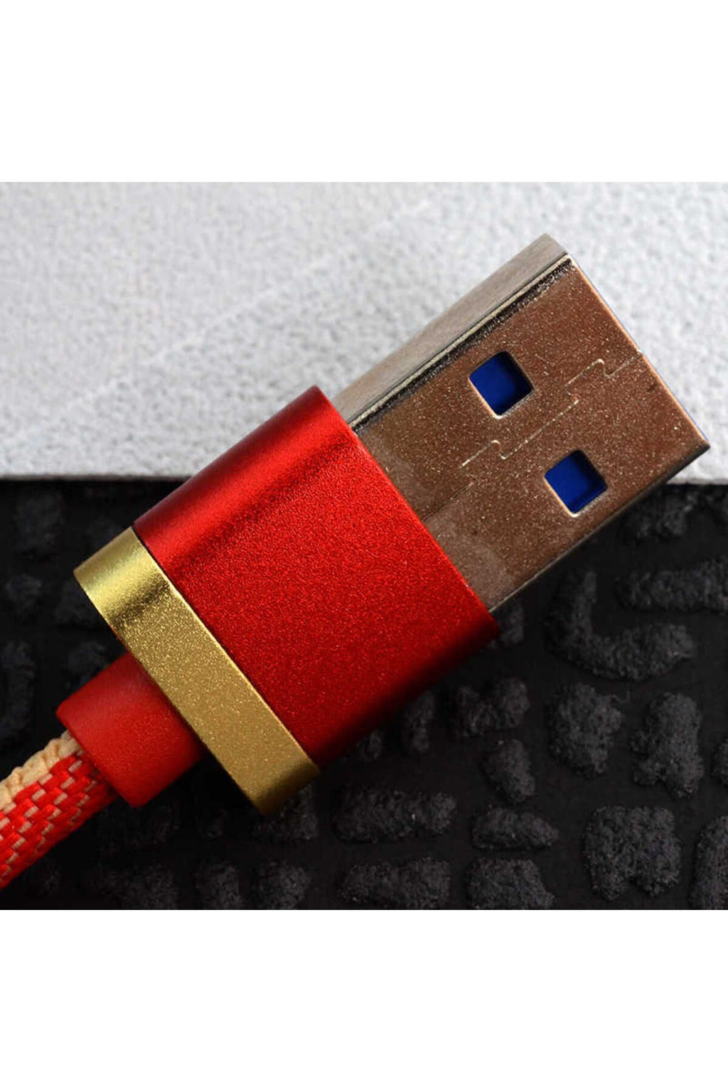 Beyaz-Mavi Poro Lightning Usb Kablo 1M-Zore