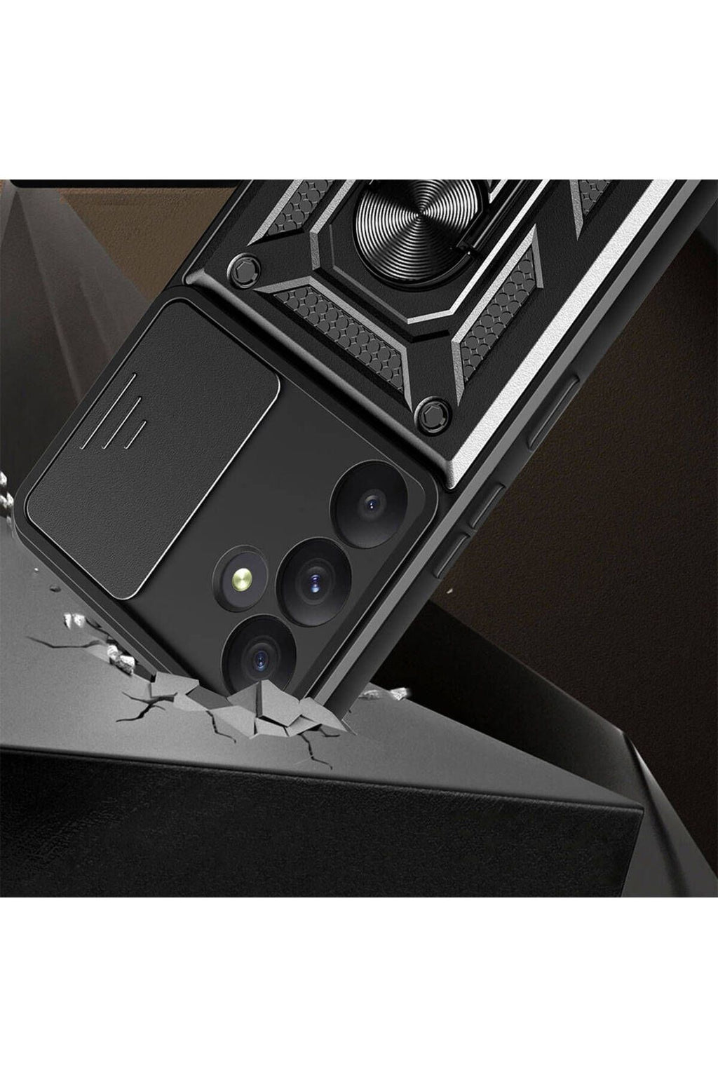 Galaxy A35 Kılıf Magnetik Standlı Kamera Korumalı Zore Sürgülü Vega Kapak - Mavi