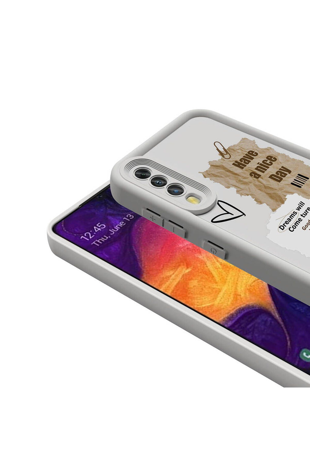 Galaxy A70 Kılıf Kamera Korumalı Baskılı Arka Yüzey Zore Klas Kapak - Beyaz